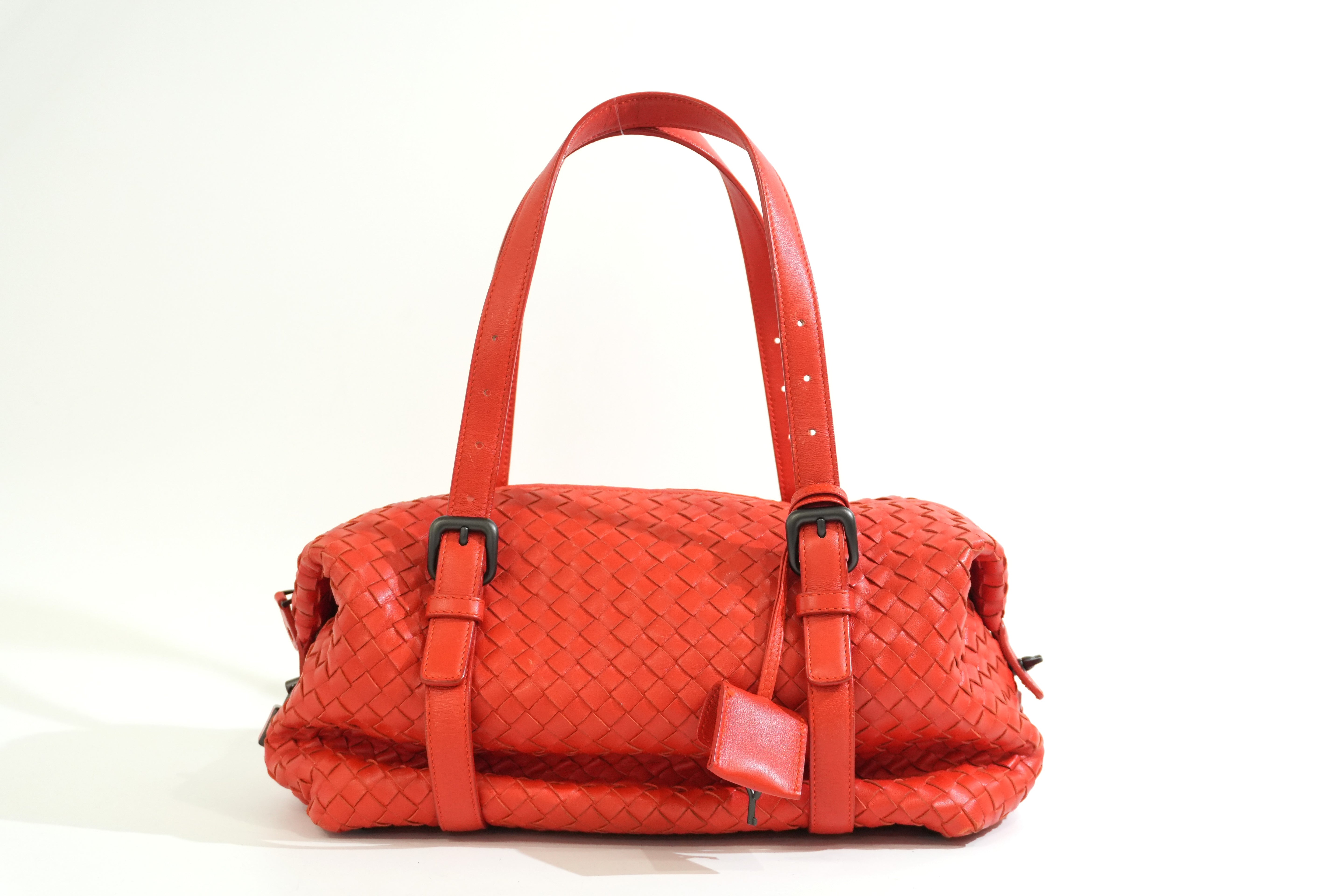 Per-owned Bottega Intreciatto Shoulder Bag Orange