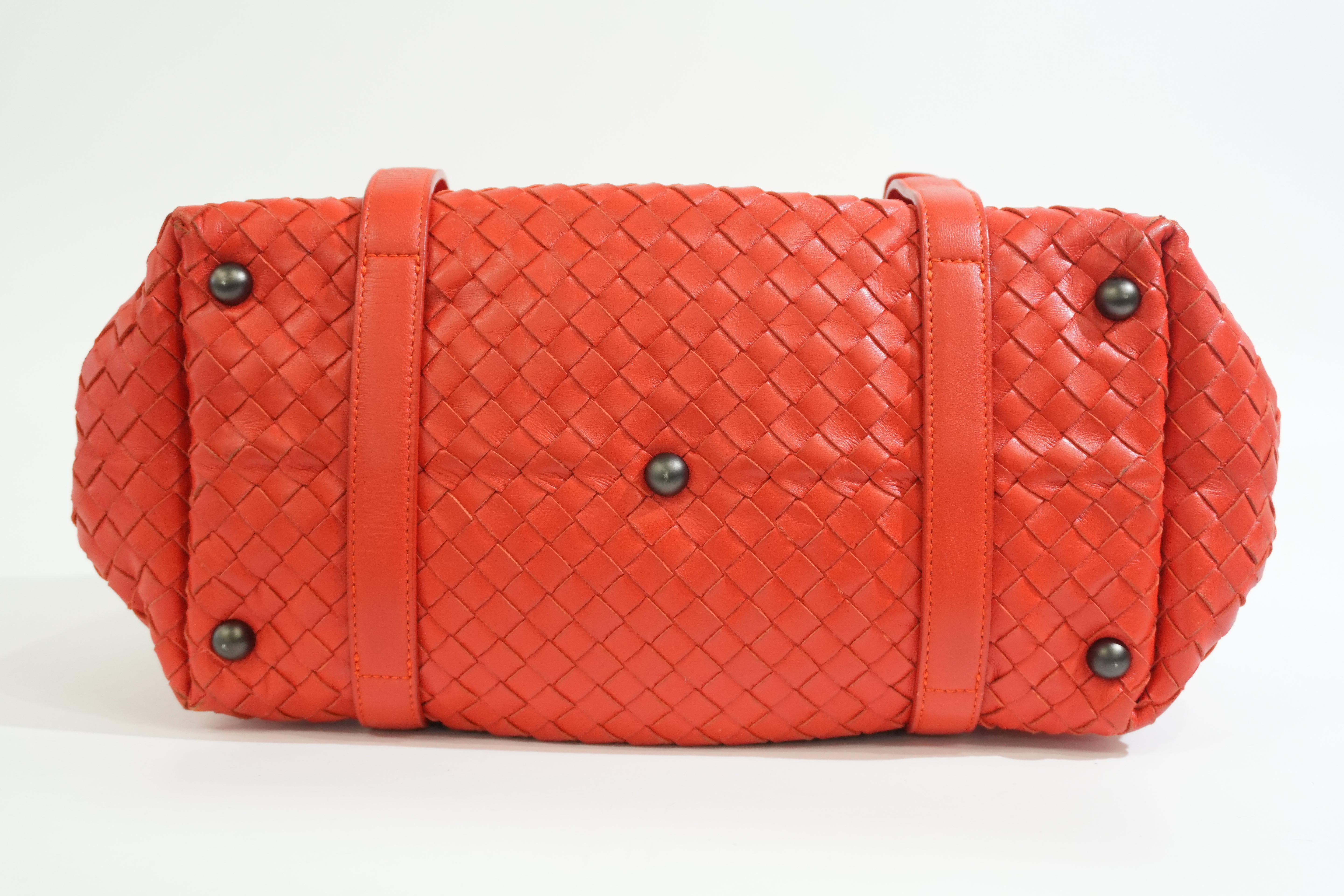 Per-owned Bottega Intreciatto Shoulder Bag Orange