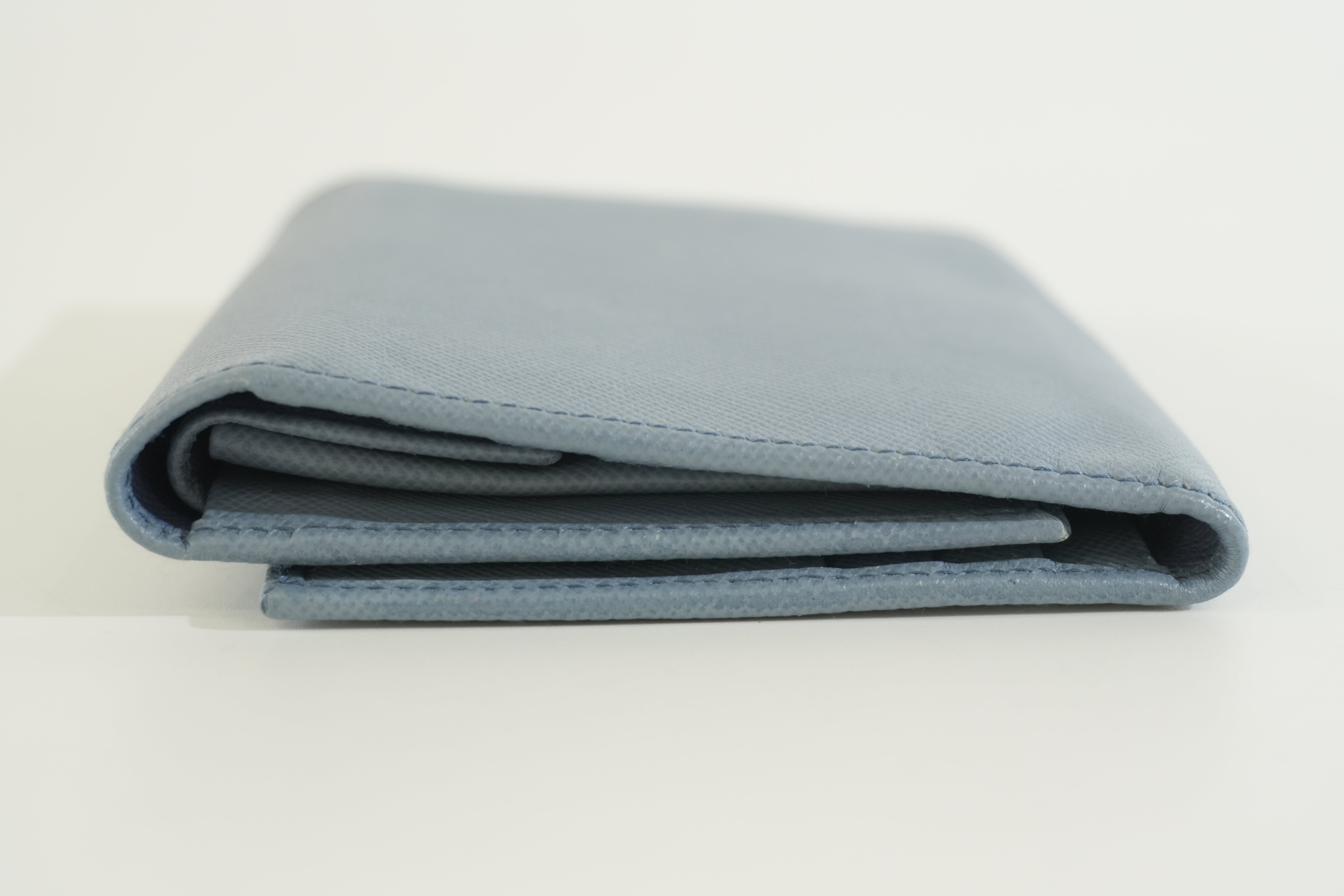 Pre-owned Prada Trifold Wallet Blue