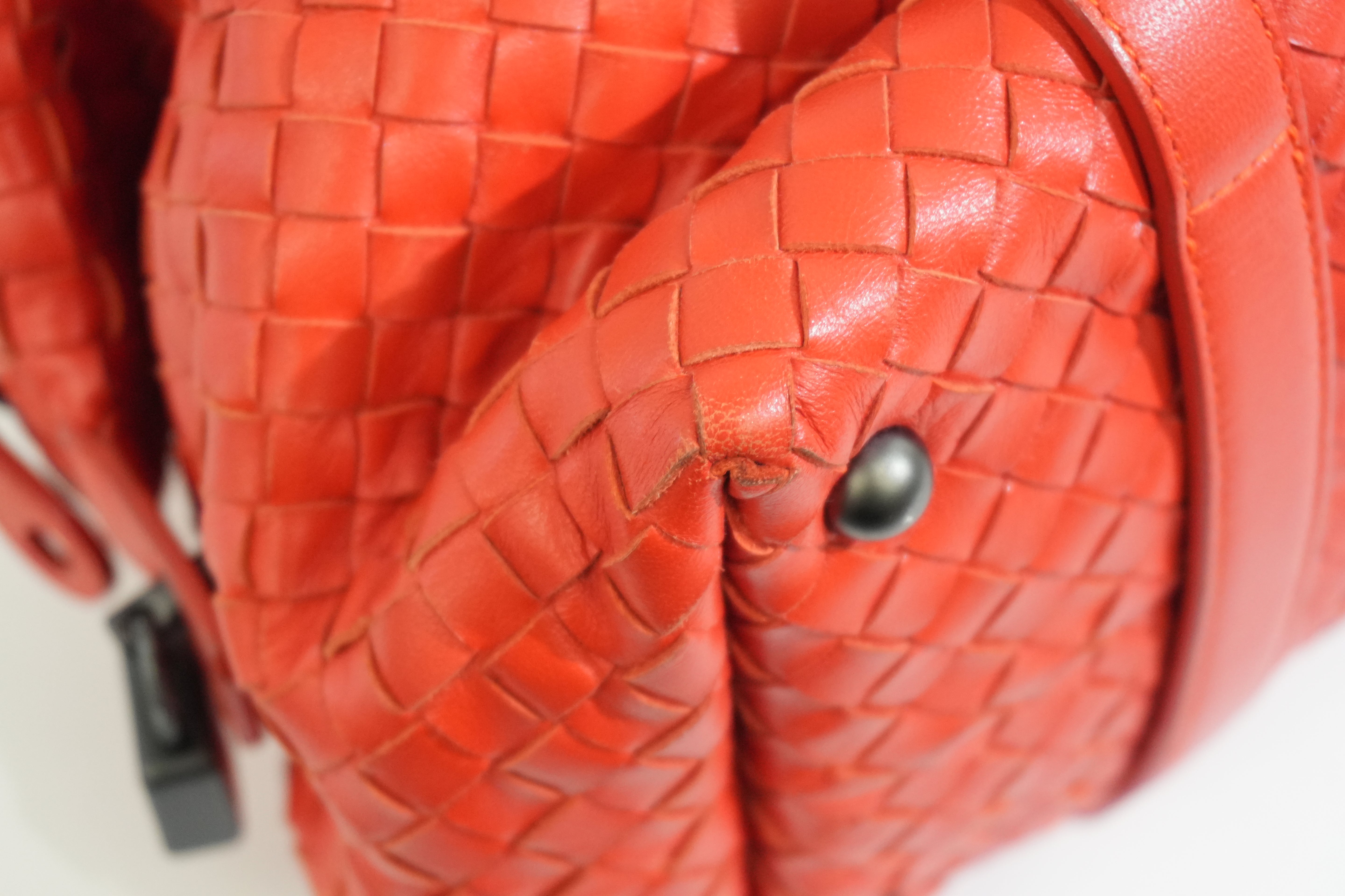 Per-owned Bottega Intreciatto Shoulder Bag Orange