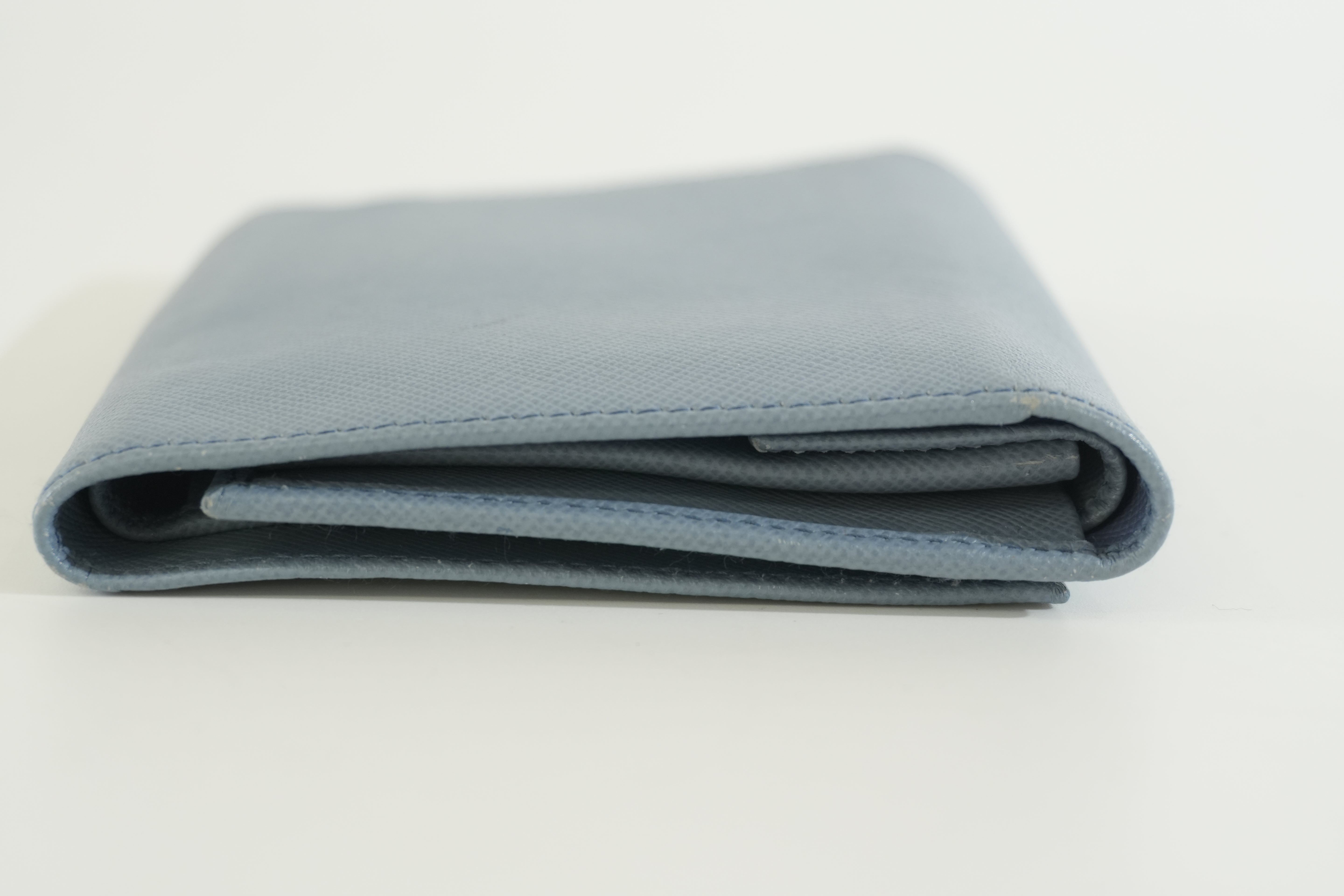 Pre-owned Prada Trifold Wallet Blue