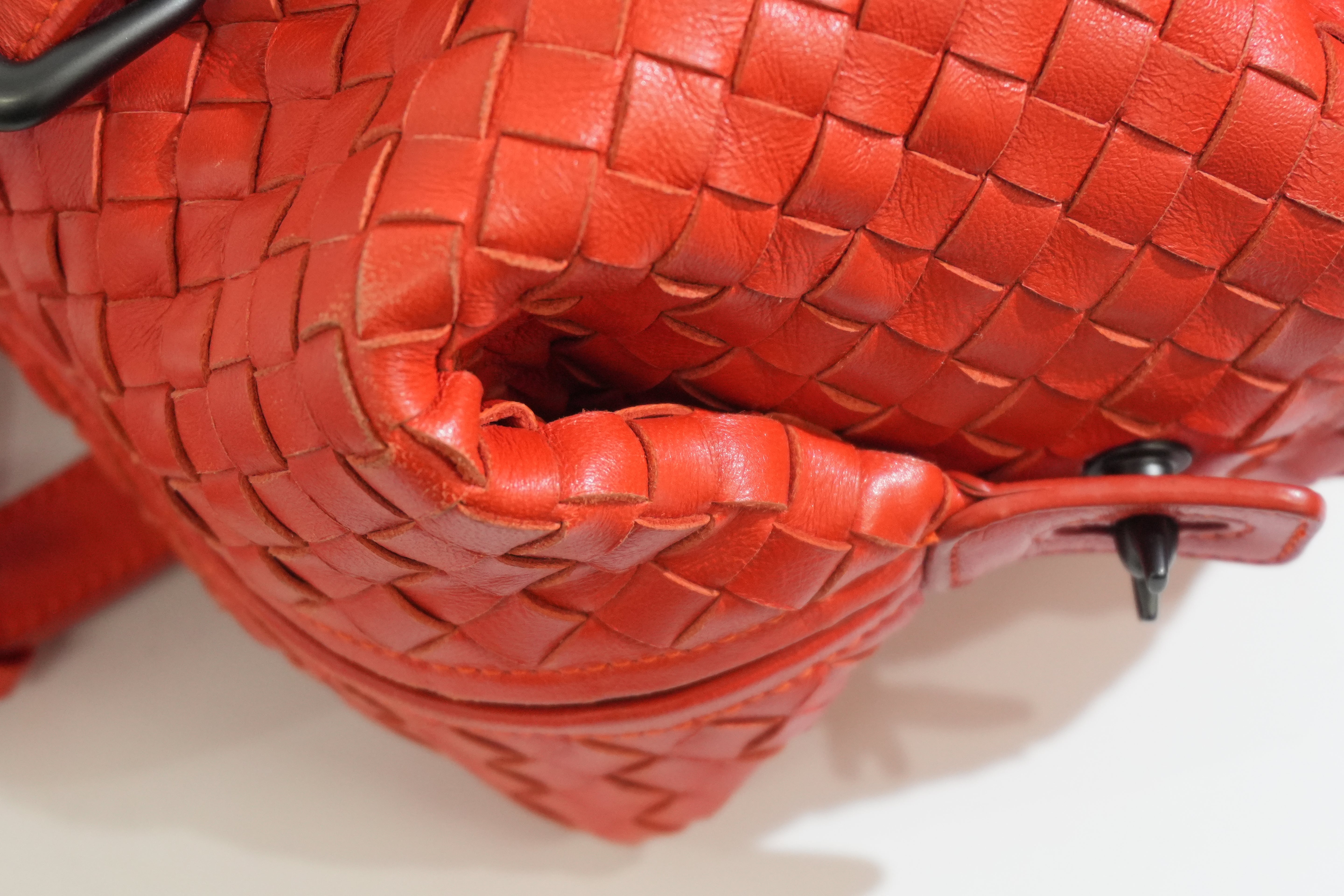 Per-owned Bottega Intreciatto Shoulder Bag Orange