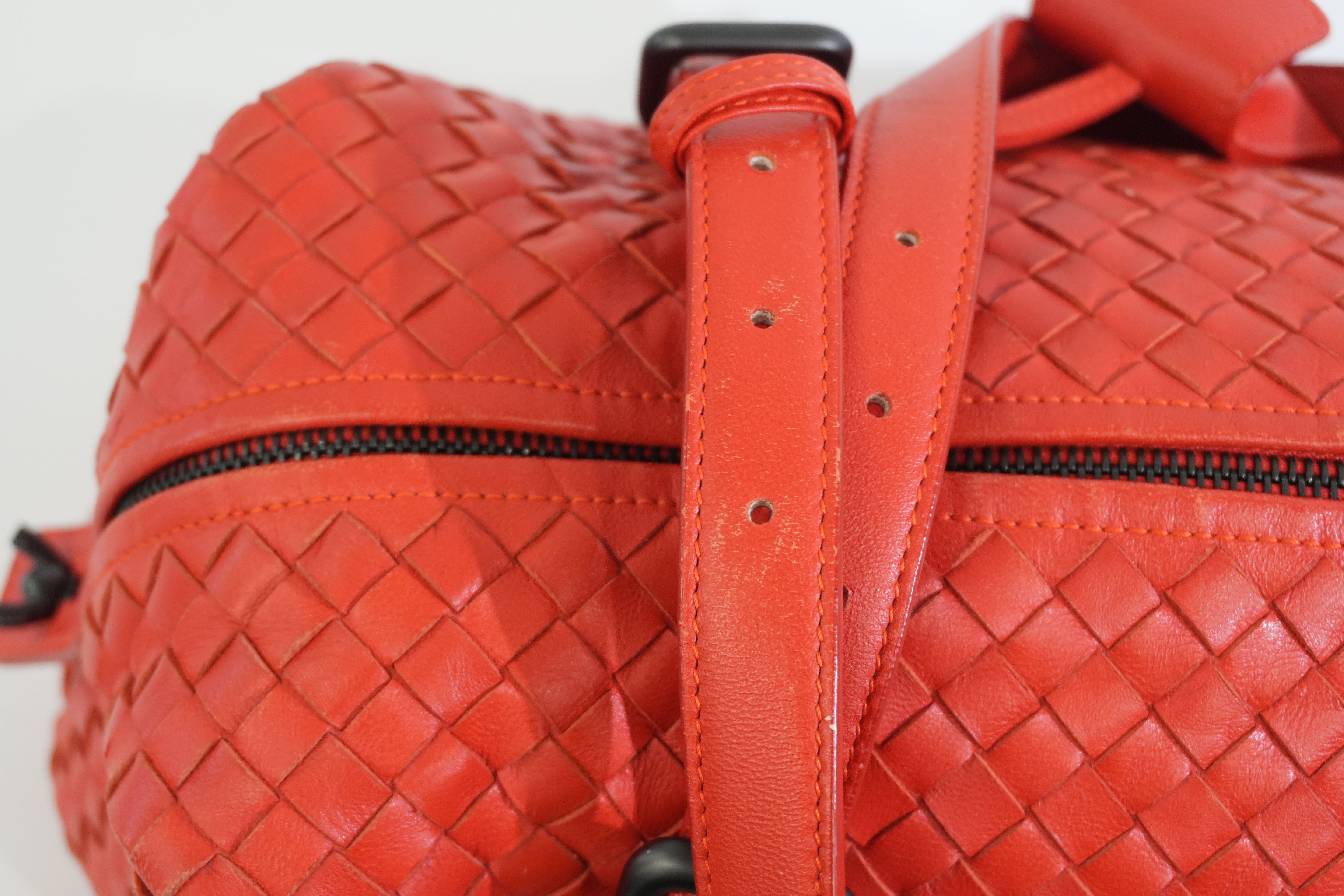 Per-owned Bottega Intreciatto Shoulder Bag Orange