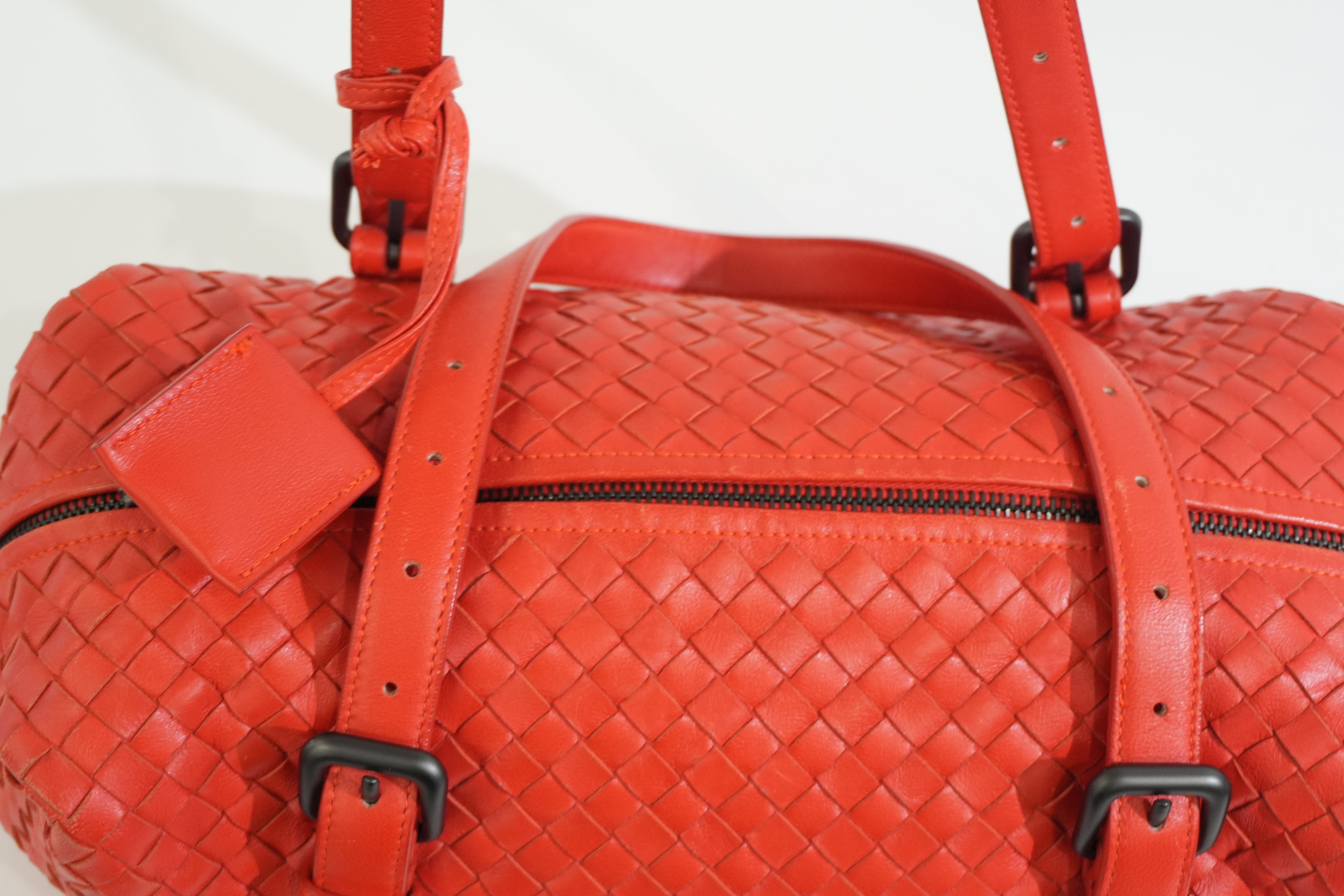 Per-owned Bottega Intreciatto Shoulder Bag Orange