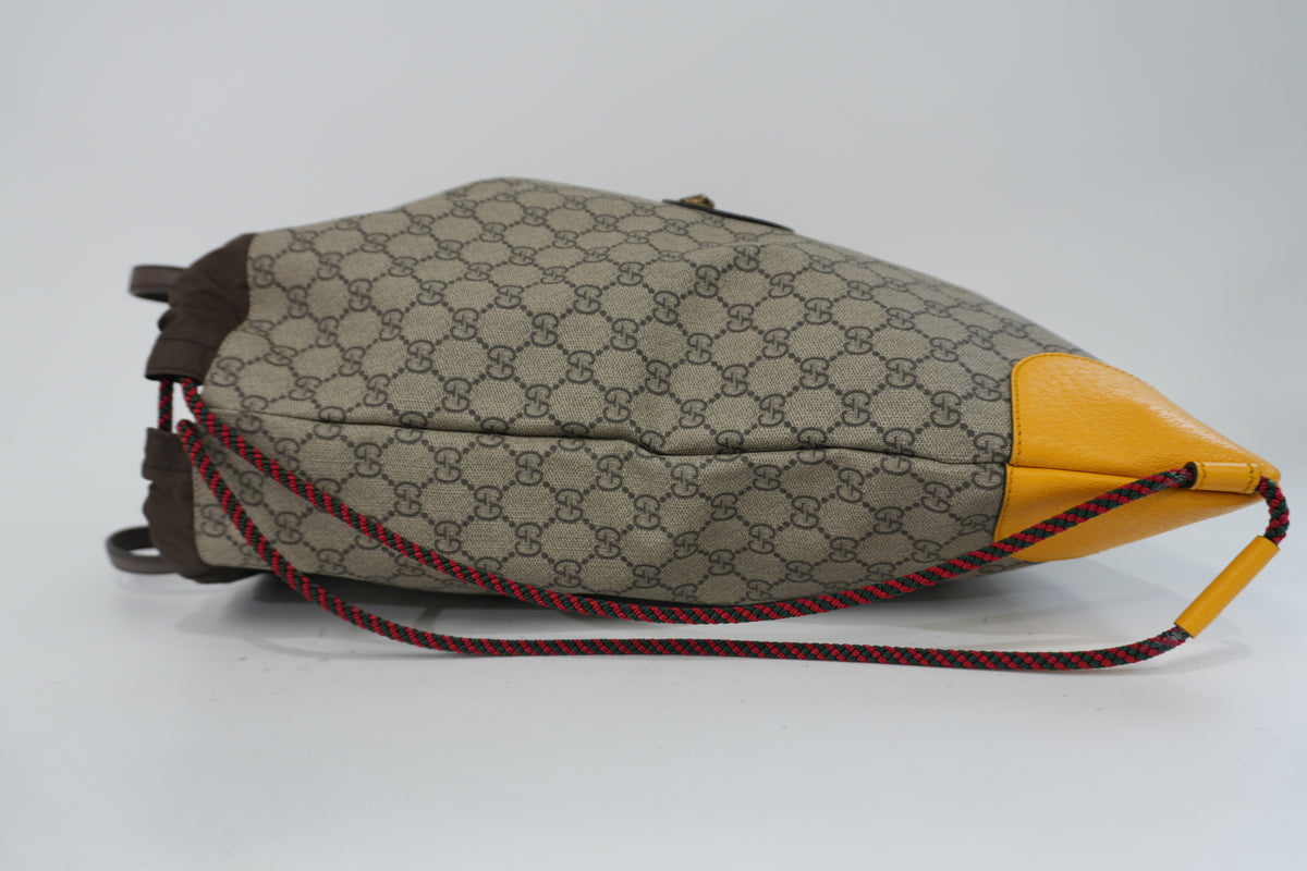 Pre-Owned Gucci GG Supreme Neo Vintage Drawstring Backpack Brown