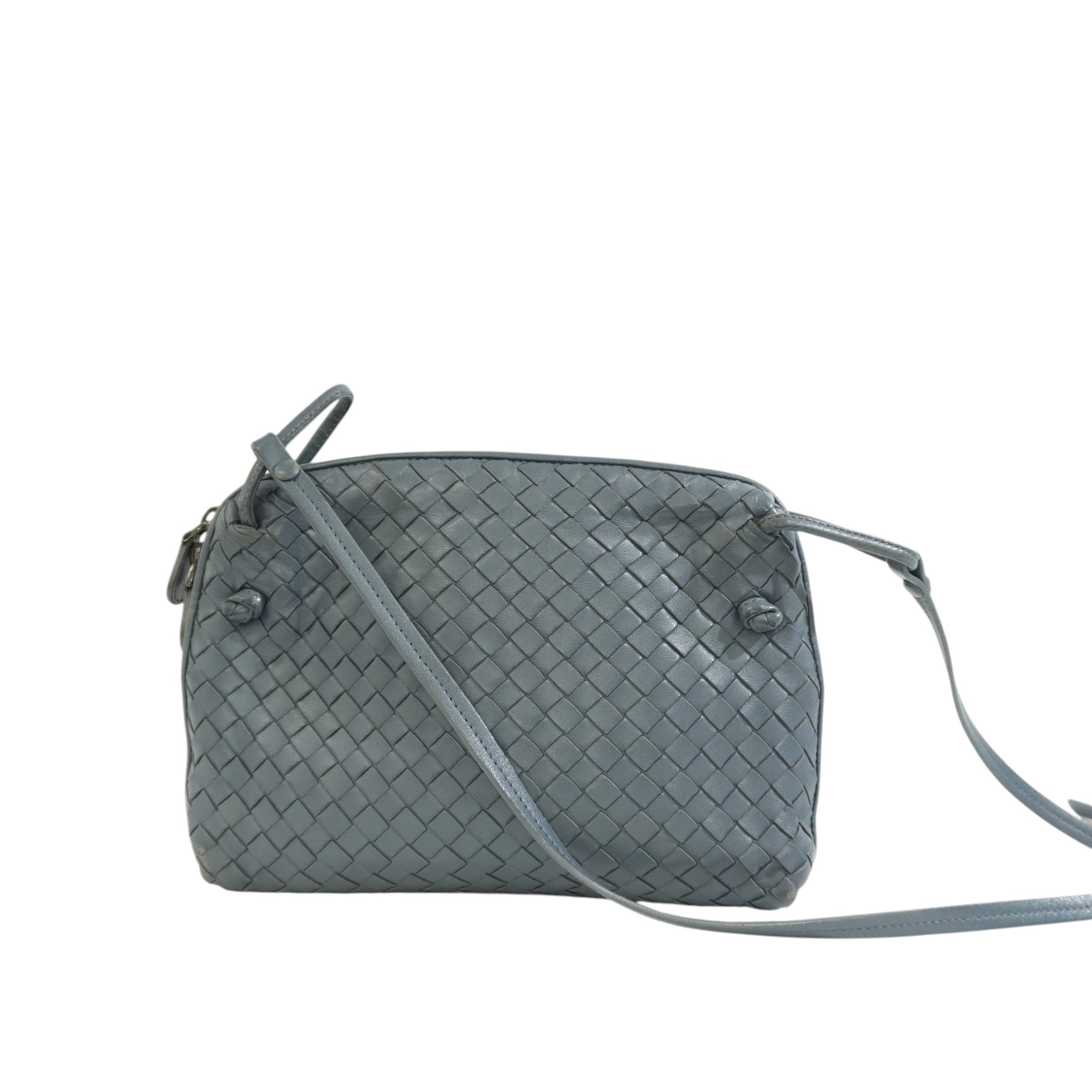 Pre-owned Bottega Intreciatto Small Crossbody Bag Blue
