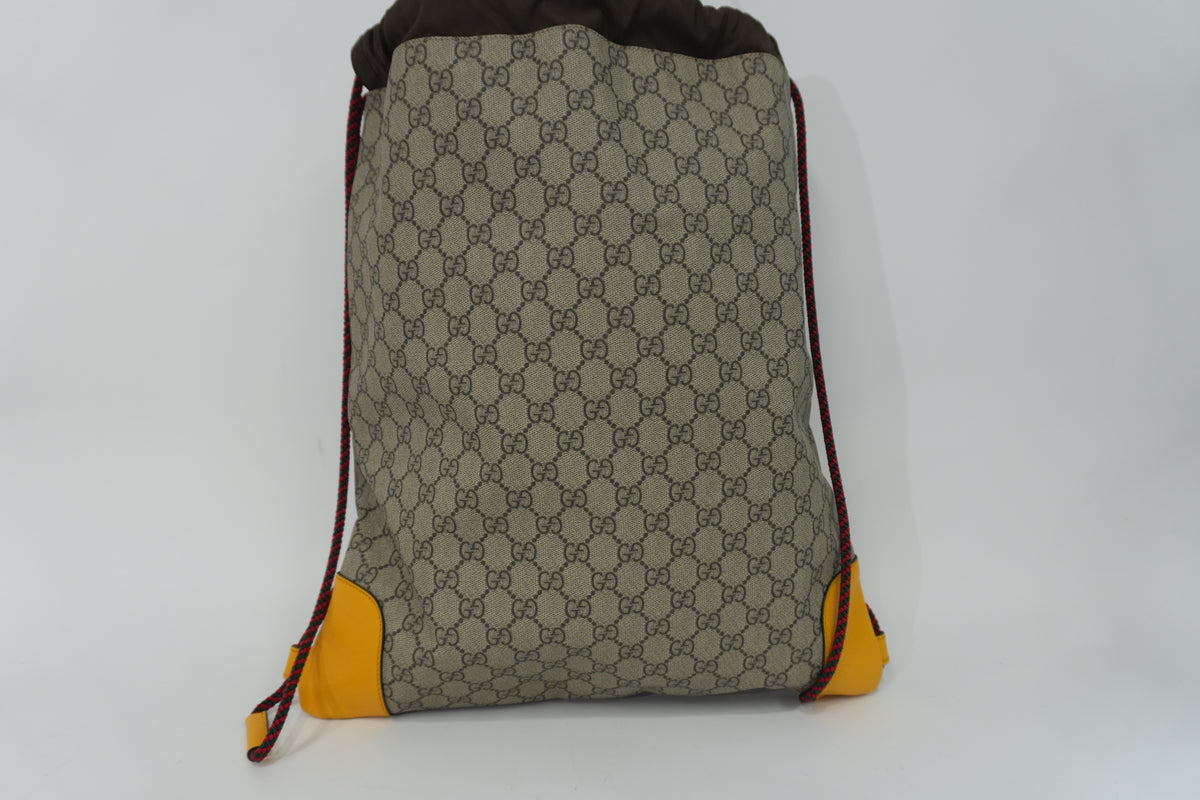 Pre-Owned Gucci GG Supreme Neo Vintage Drawstring Backpack Brown