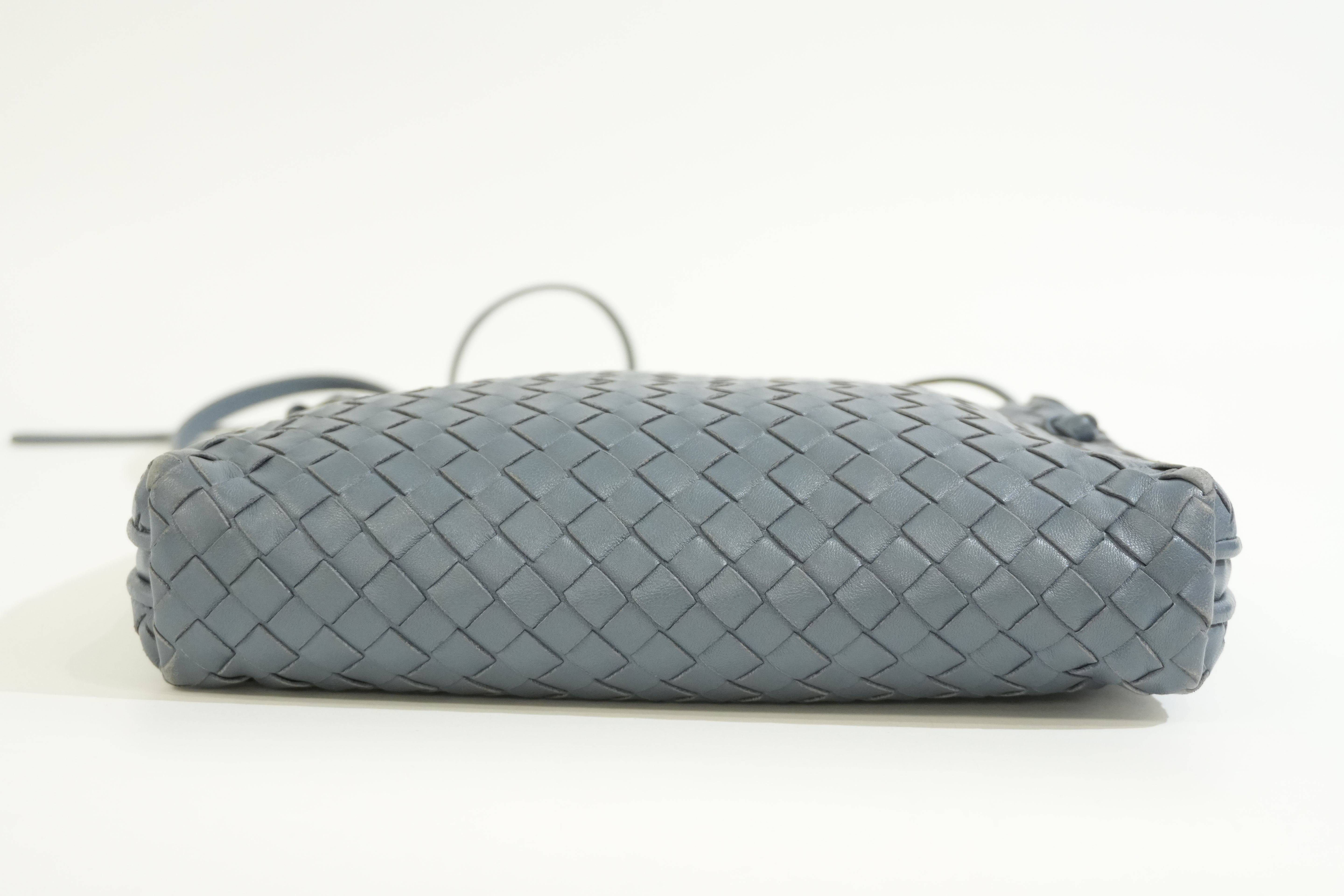 Pre-owned Bottega Intreciatto Small Crossbody Bag Blue