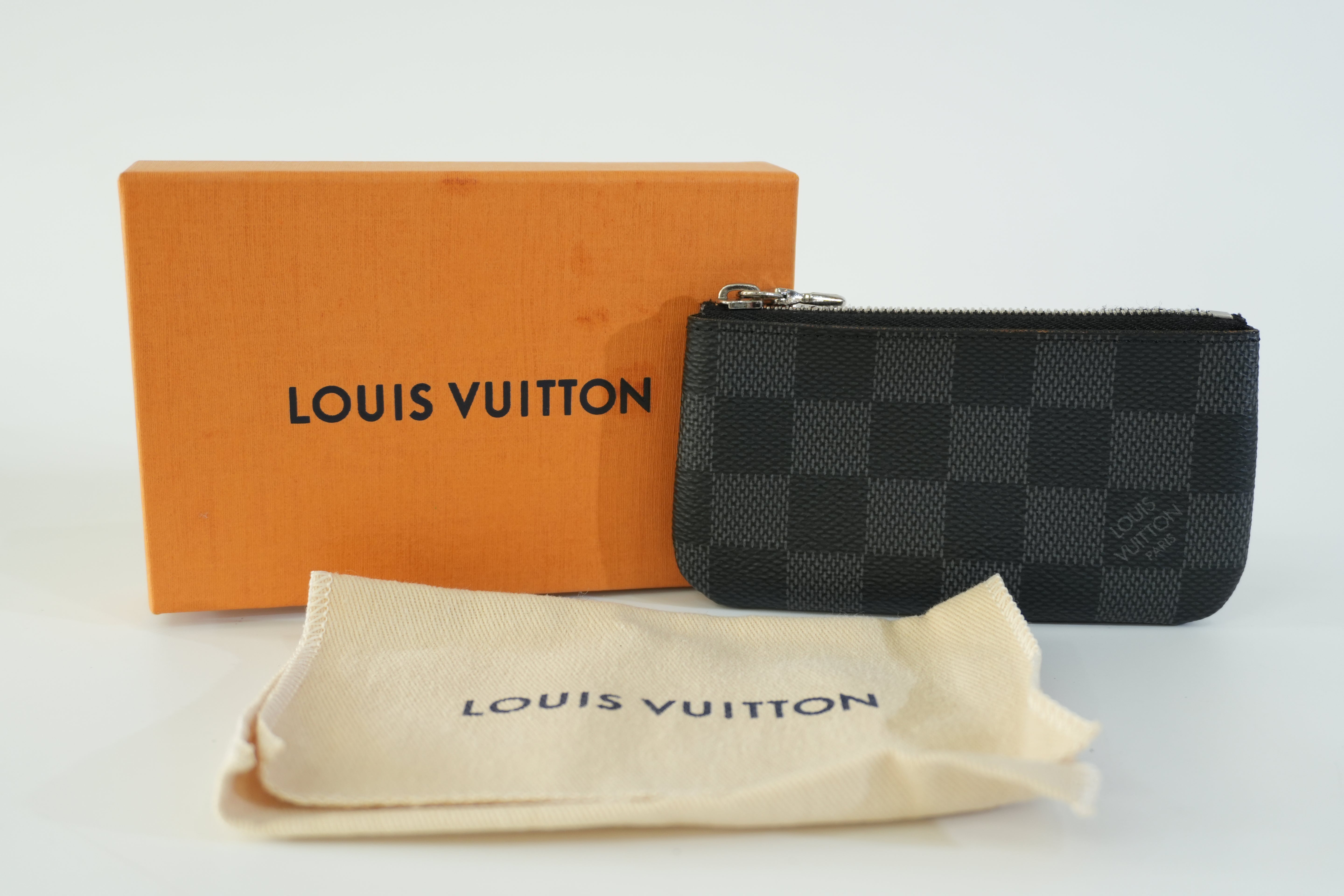 Pre-owned Louis Vuitton Damier Graphite Zippy Key Pouch