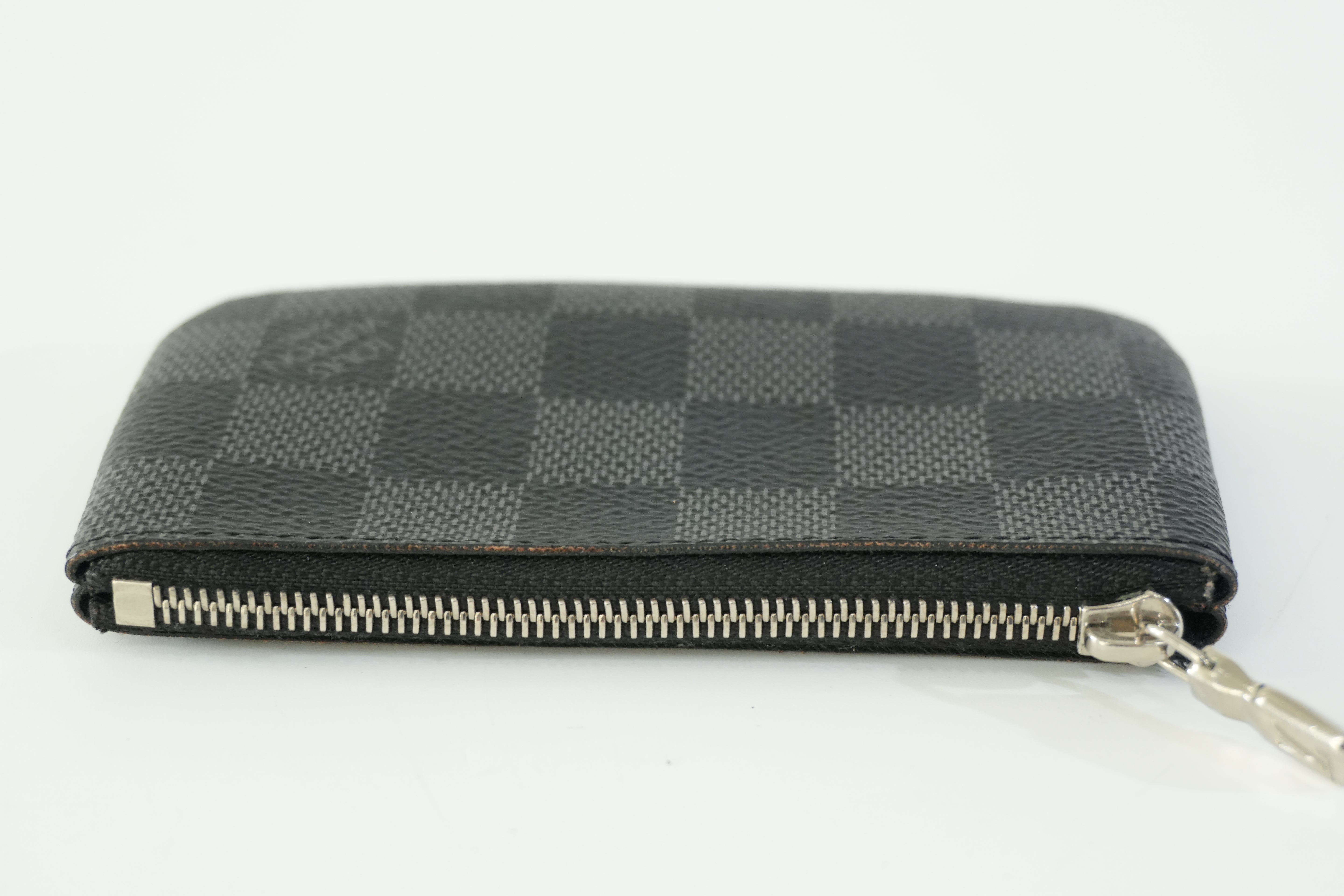 Pre-owned Louis Vuitton Damier Graphite Zippy Key Pouch