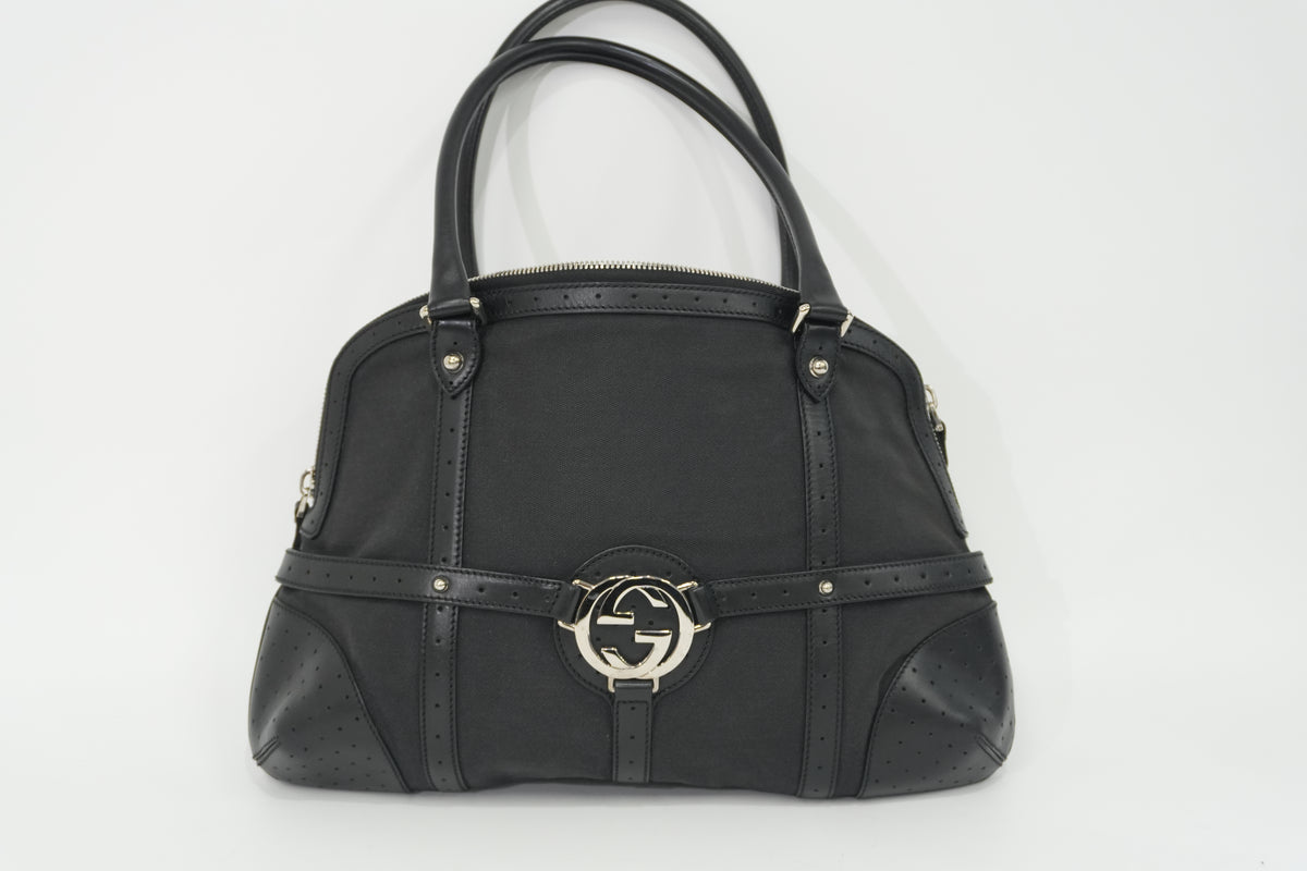 Pre-owned Gucci Interlocking G Reins Shoulder Bag Black