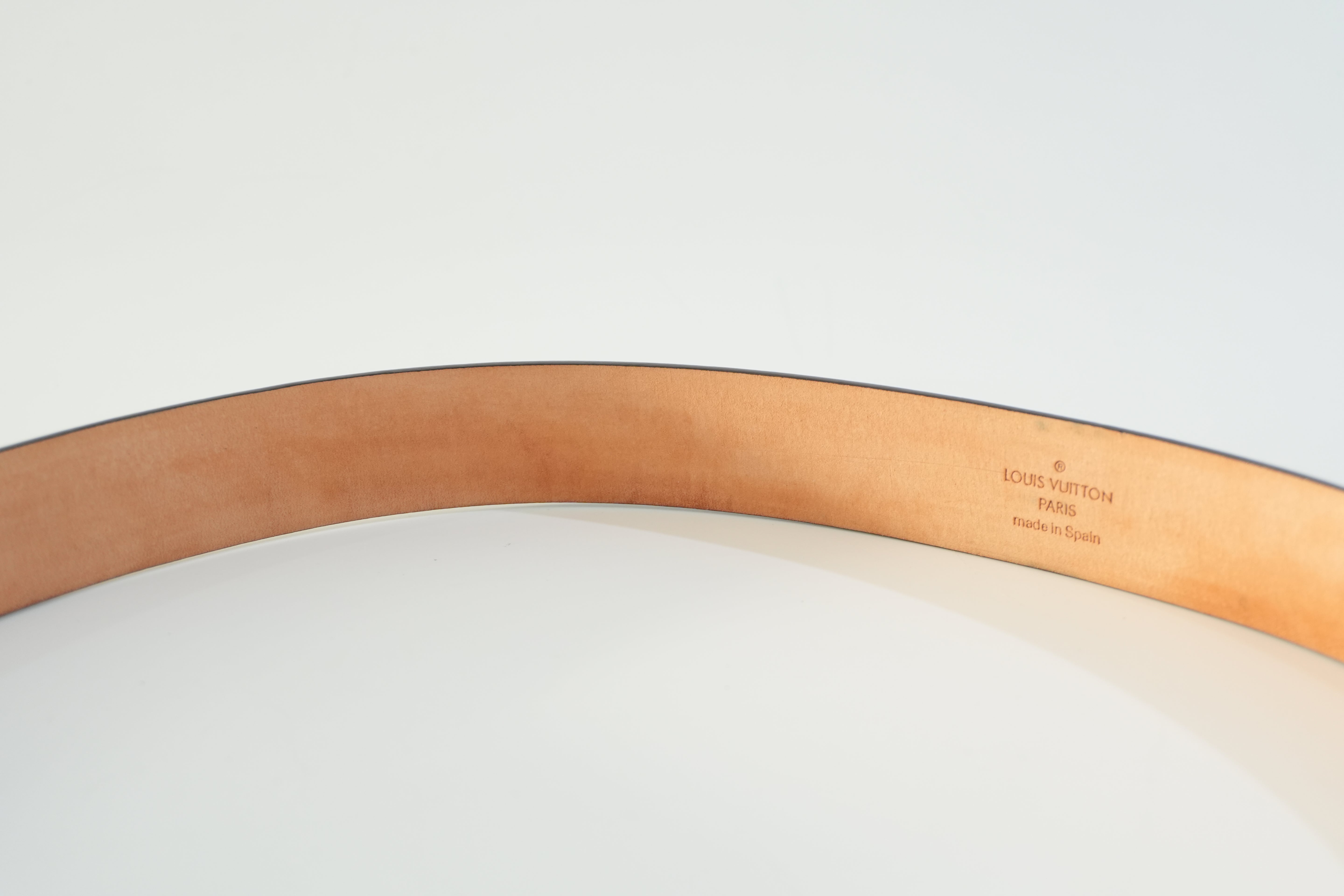 Pre-owned Louis Vuitton Damier Ebene Belt Size 80