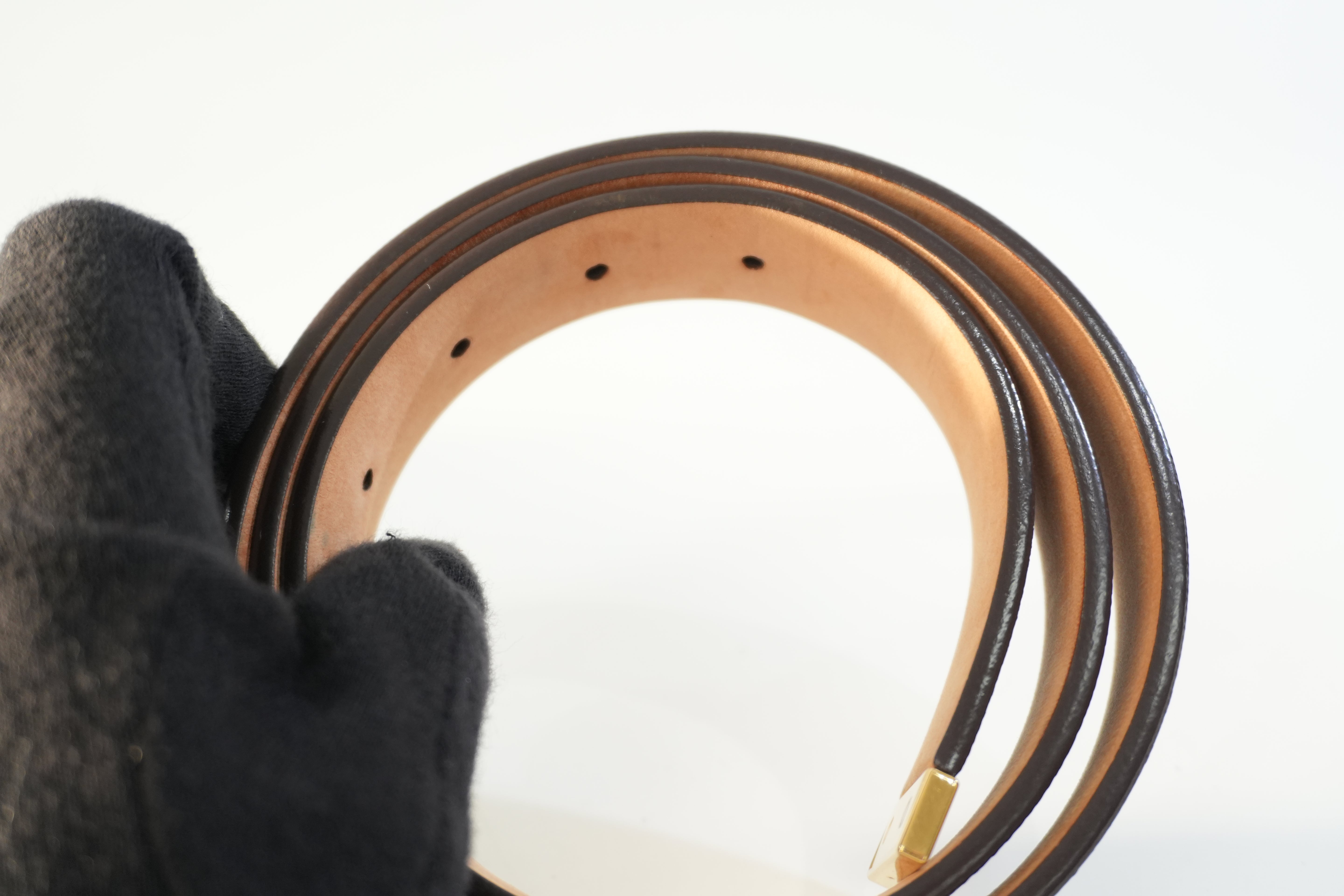 Pre-owned Louis Vuitton Damier Ebene Belt Size 80