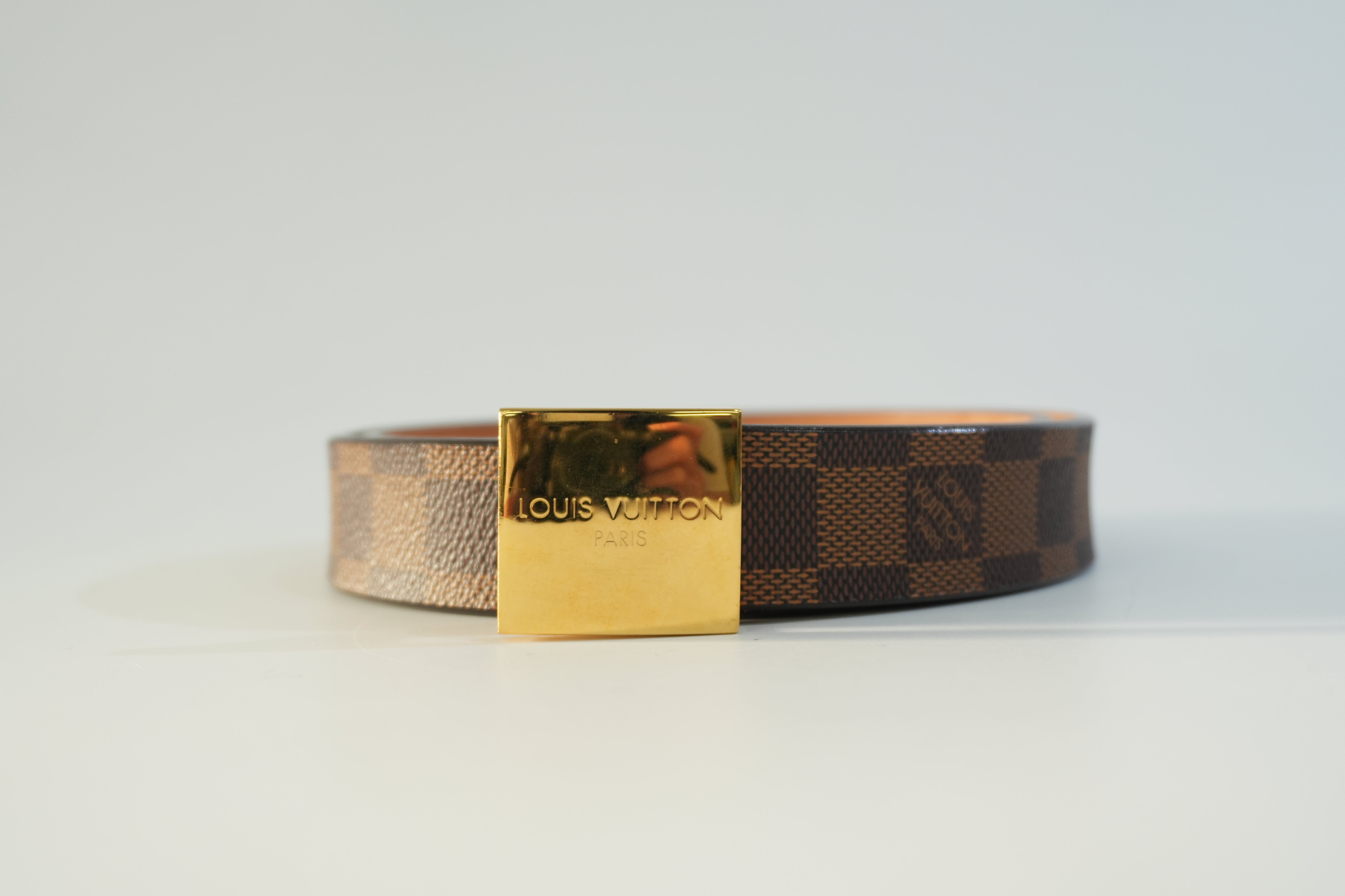 Pre-owned Louis Vuitton Damier Ebene Belt Size 80