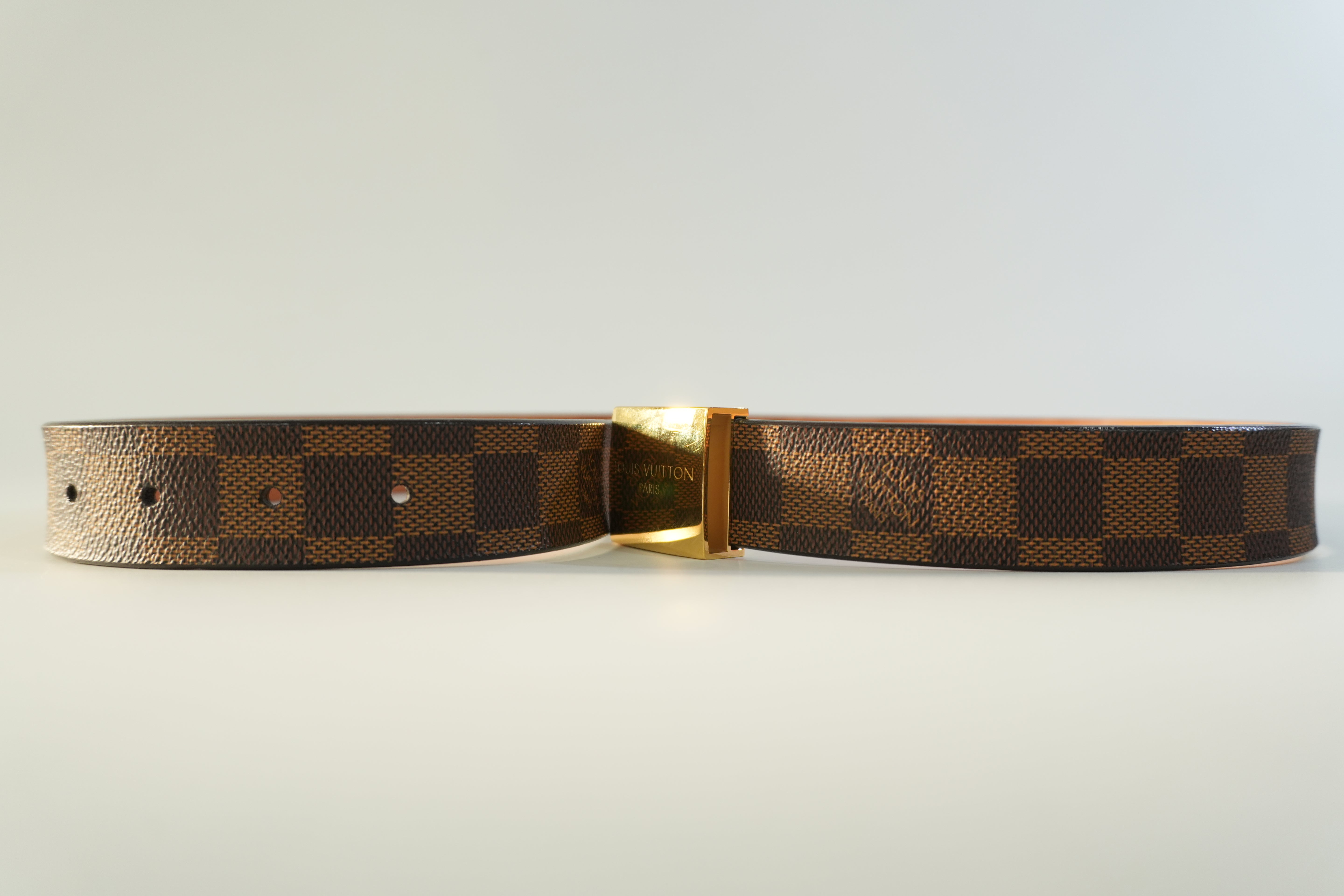 Pre-owned Louis Vuitton Damier Ebene Belt Size 80