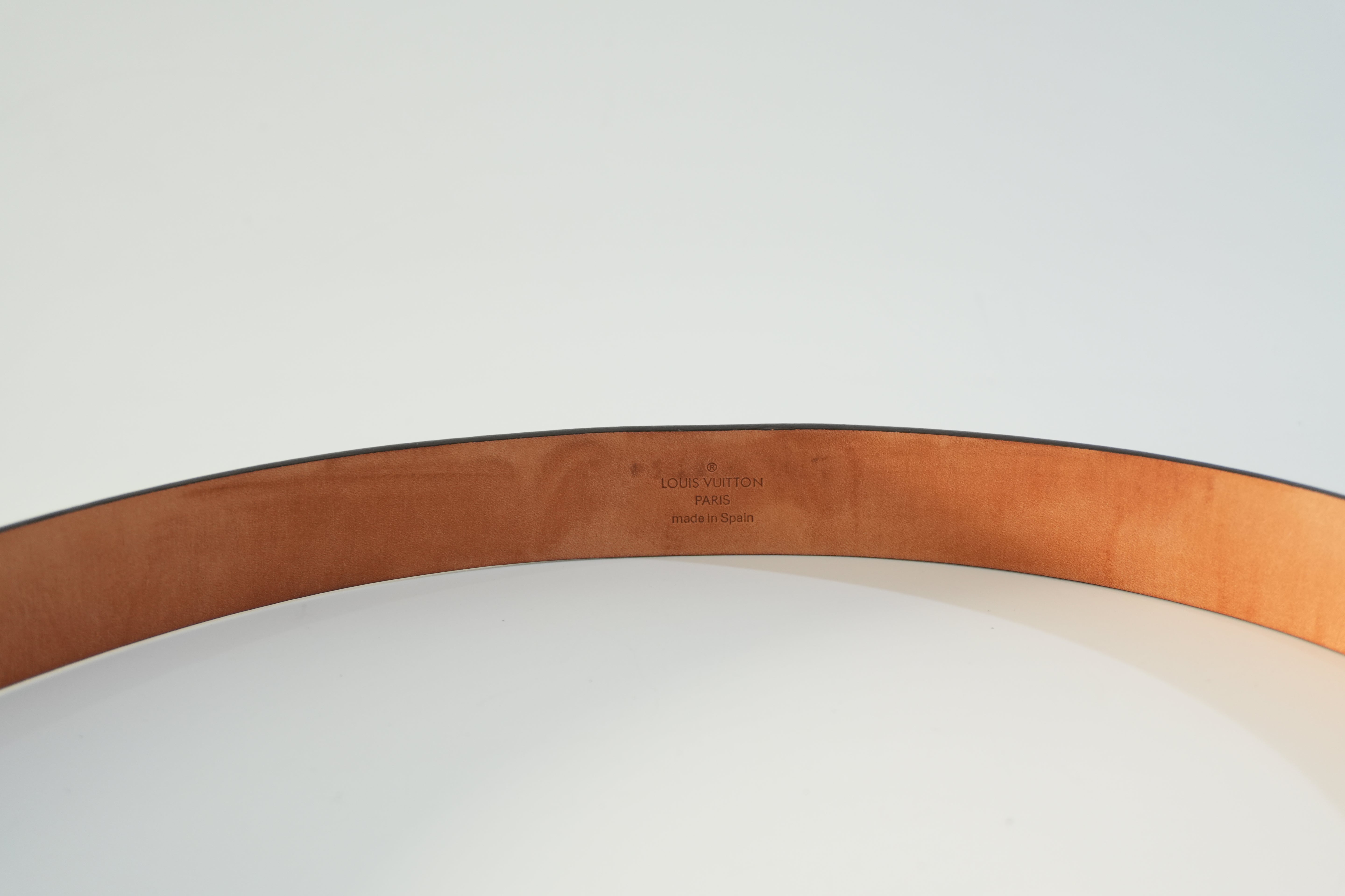 Pre-owned Louis Vuitton Damier Ebene Belt Size 80