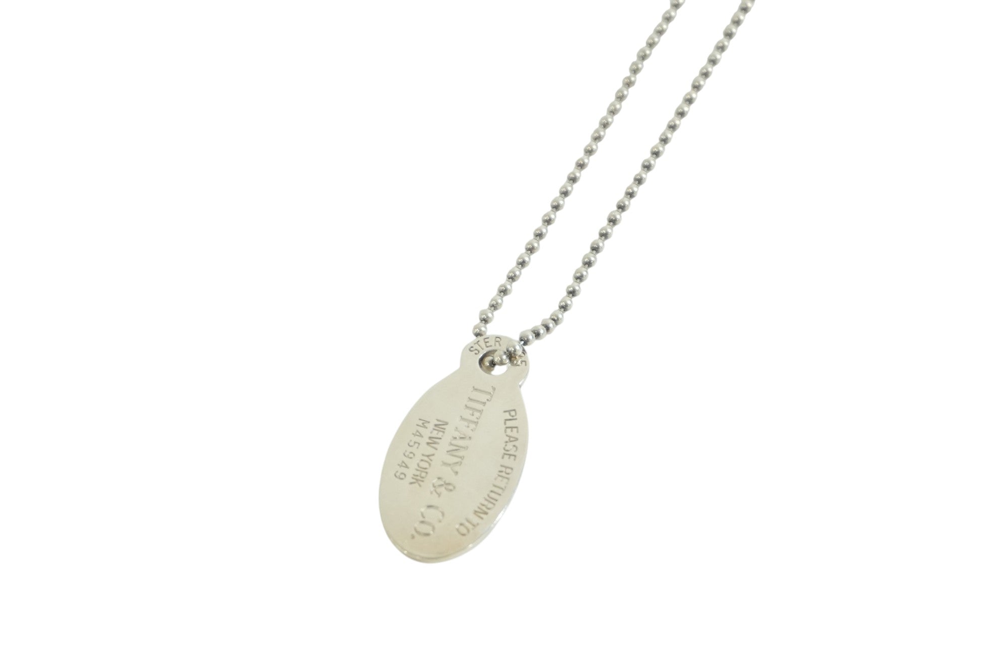 Pre-owned Tiffany & Co. Oval Tag Necklace Silver