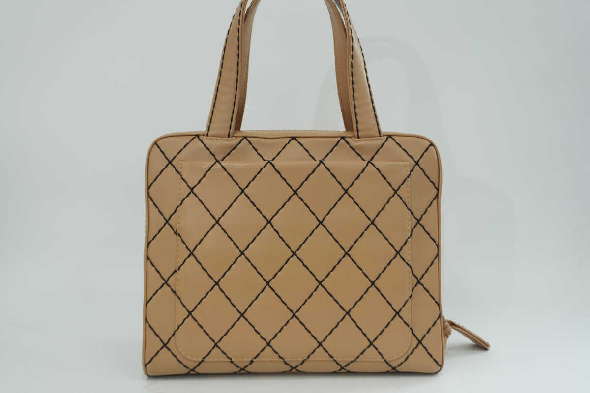 Pre-Owned Chanel Wild Stitch Handbag Beige