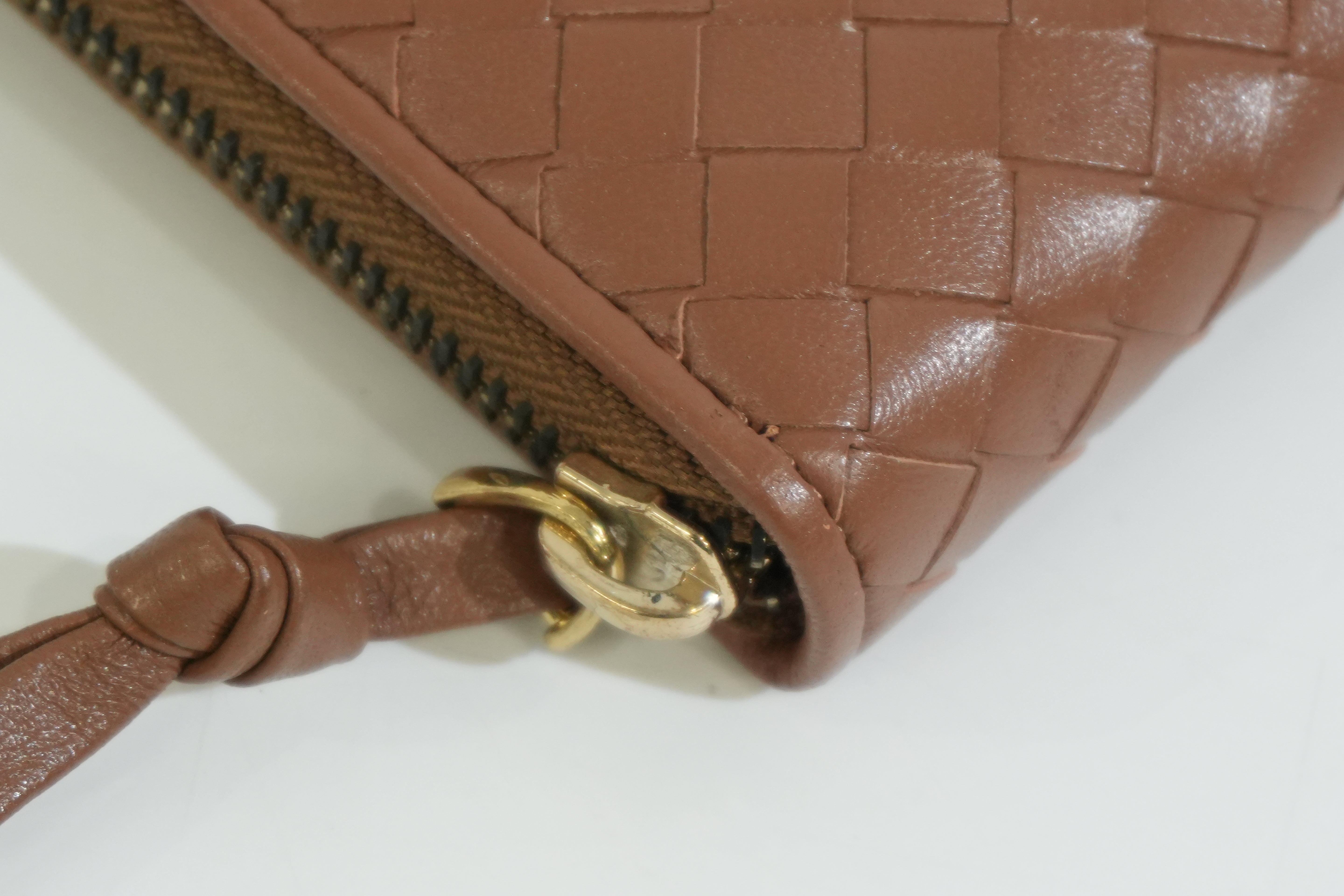 Pre-owned Bottega Intercciato Zippy Long Wallet Brown