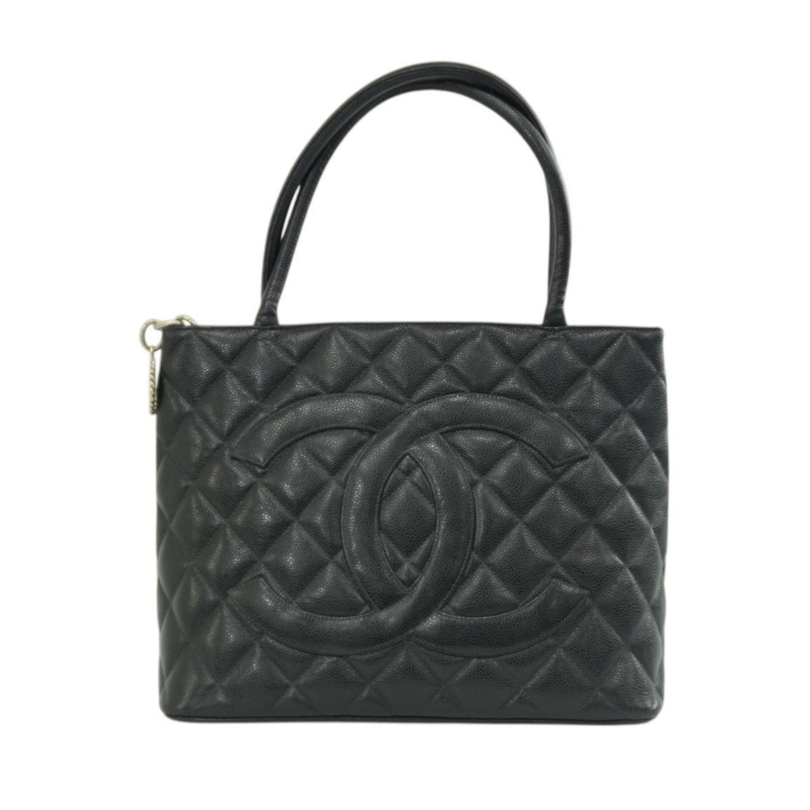 Pre-Owned Chanel Caviar Skin Medallion Tote Bag Black