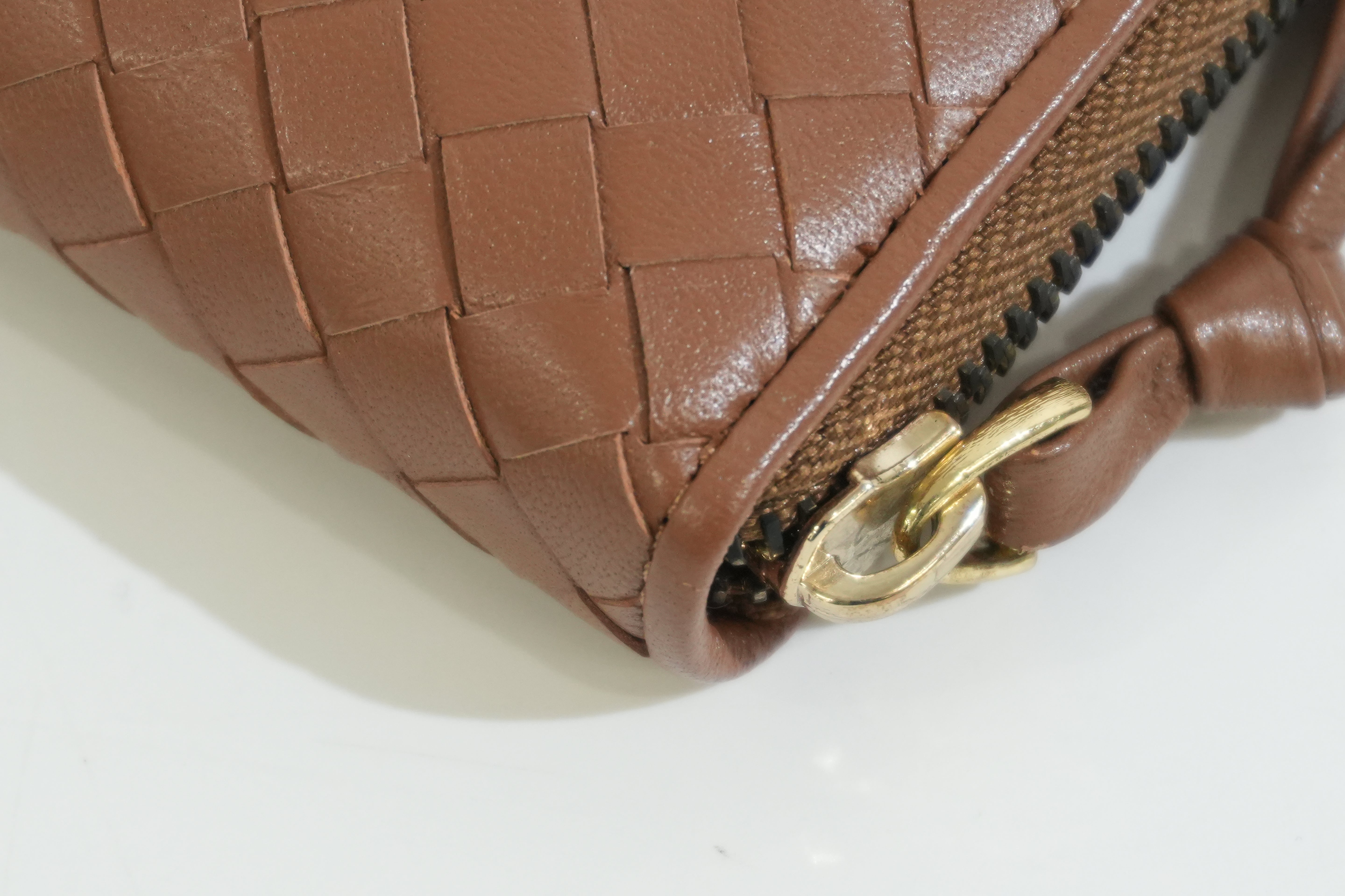 Pre-owned Bottega Intercciato Zippy Long Wallet Brown