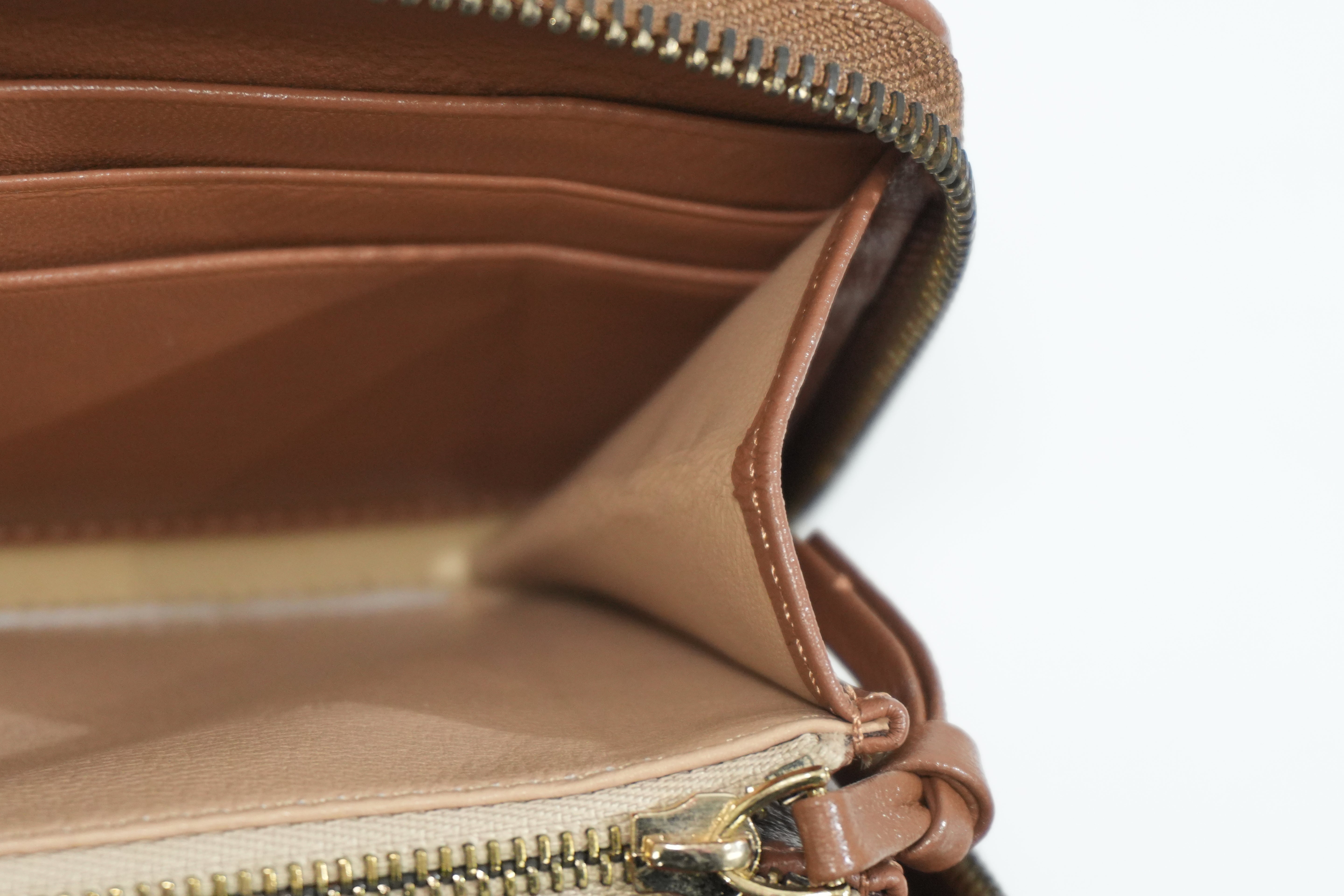 Pre-owned Bottega Intercciato Zippy Long Wallet Brown