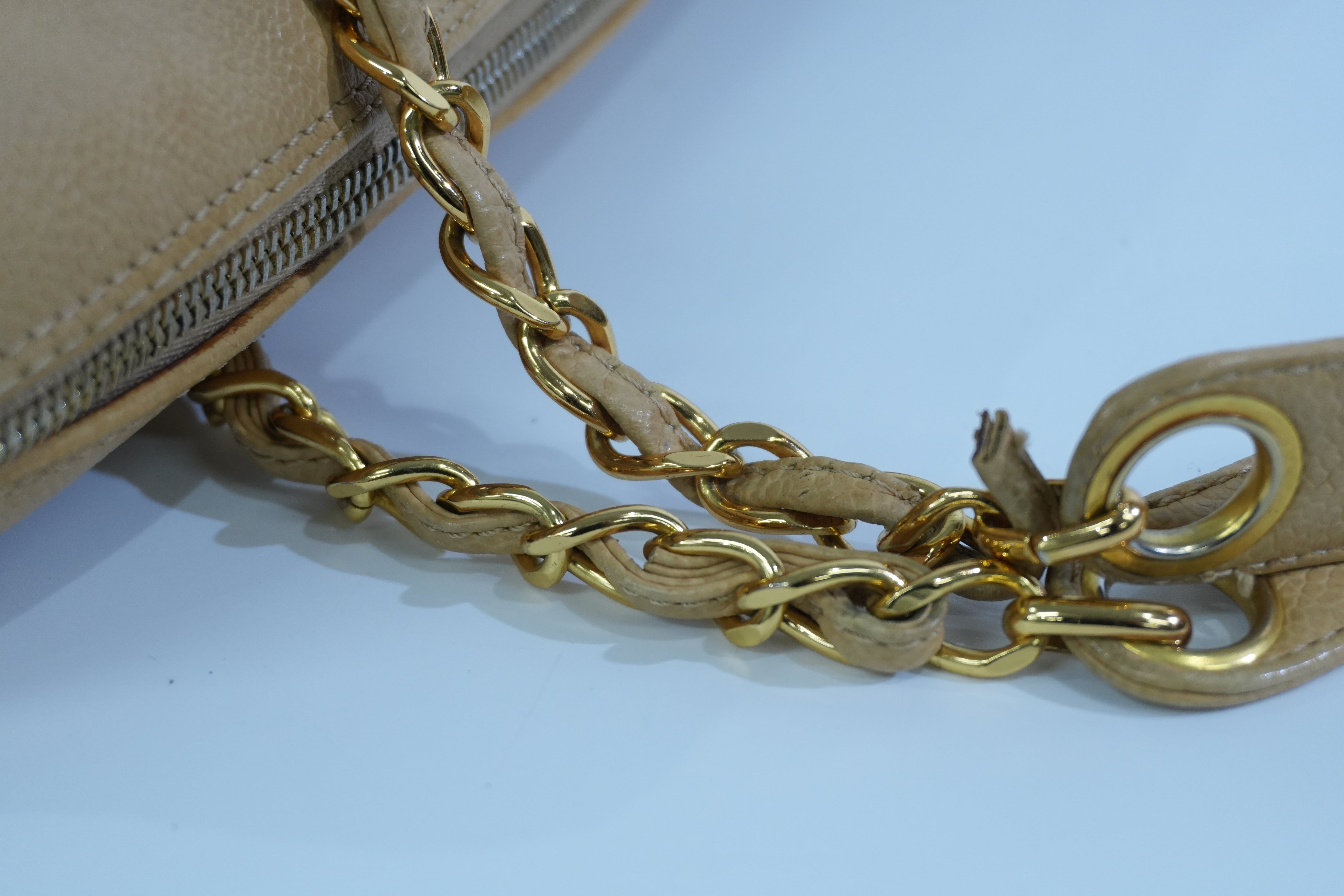 Pre-loved Chanel Caviar Skin Matelasse Coco Mark Tote Bag Beige