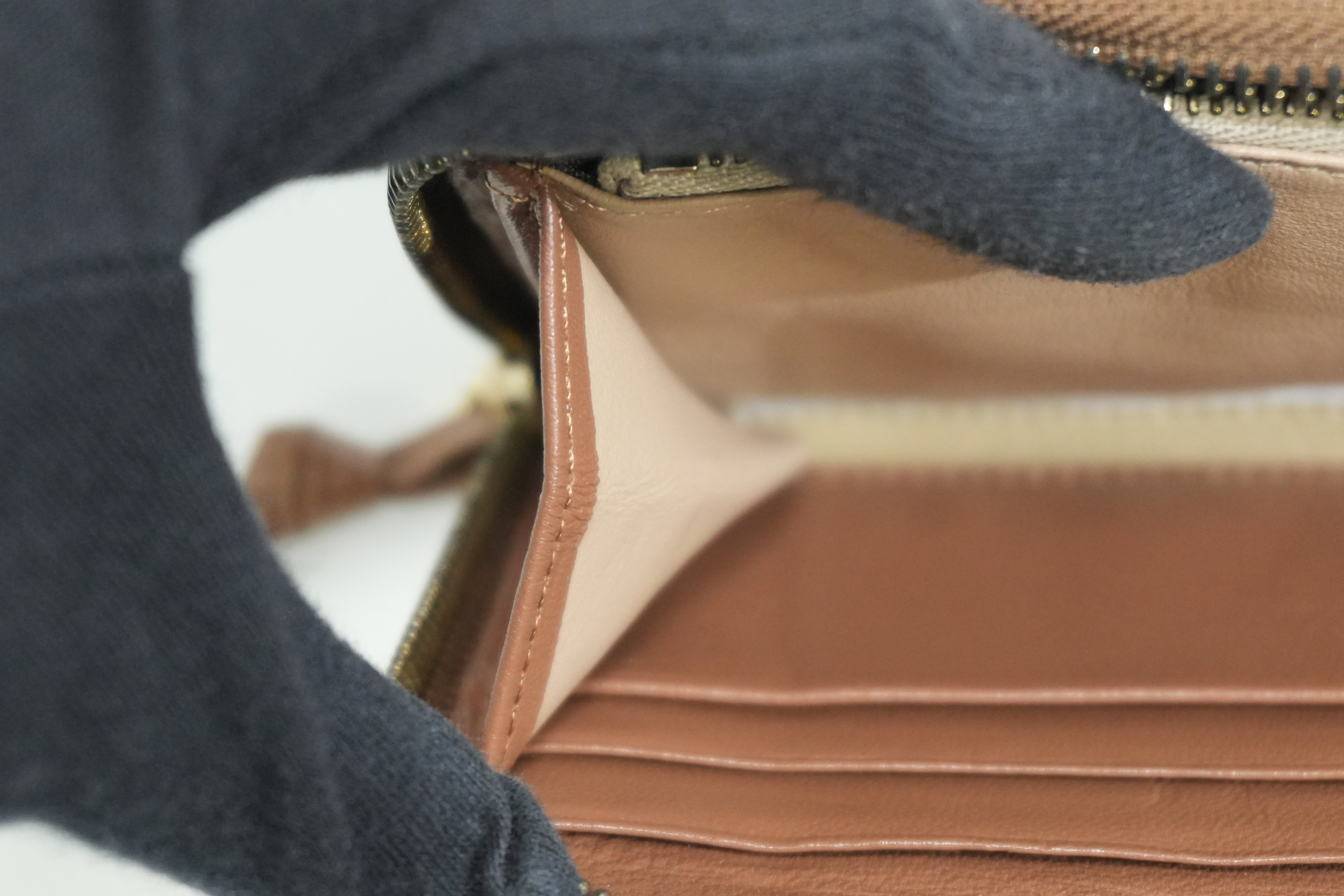Pre-owned Bottega Intercciato Zippy Long Wallet Brown
