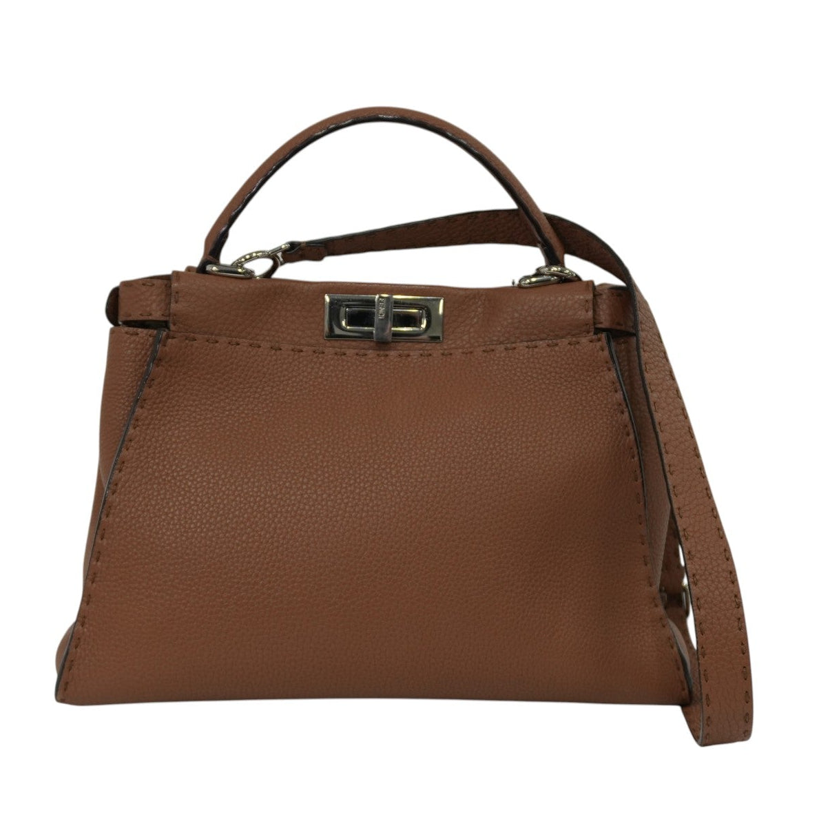 Pre-Owned Fendi Two Way Peek A Boo Shoulder Bag Brown
