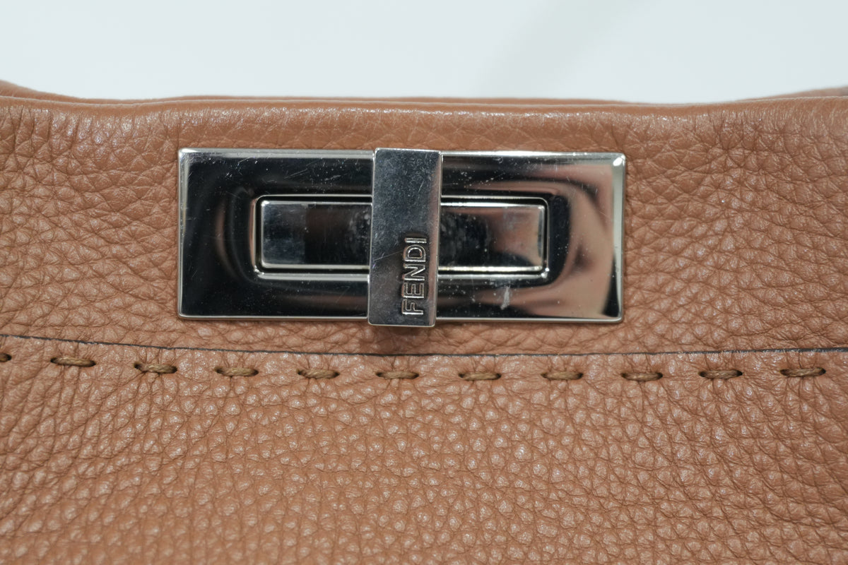 Pre-Owned Fendi Two Way Peek A Boo Shoulder Bag Brown
