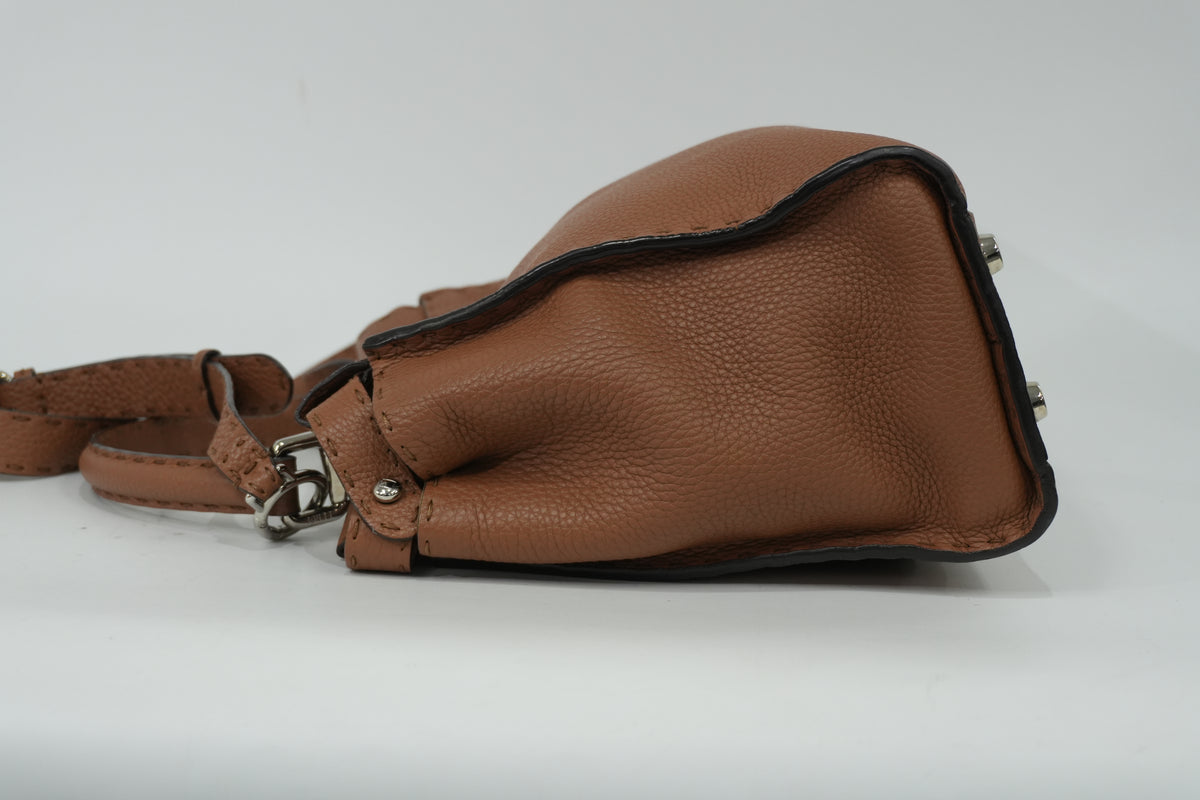 Pre-Owned Fendi Two Way Peek A Boo Shoulder Bag Brown