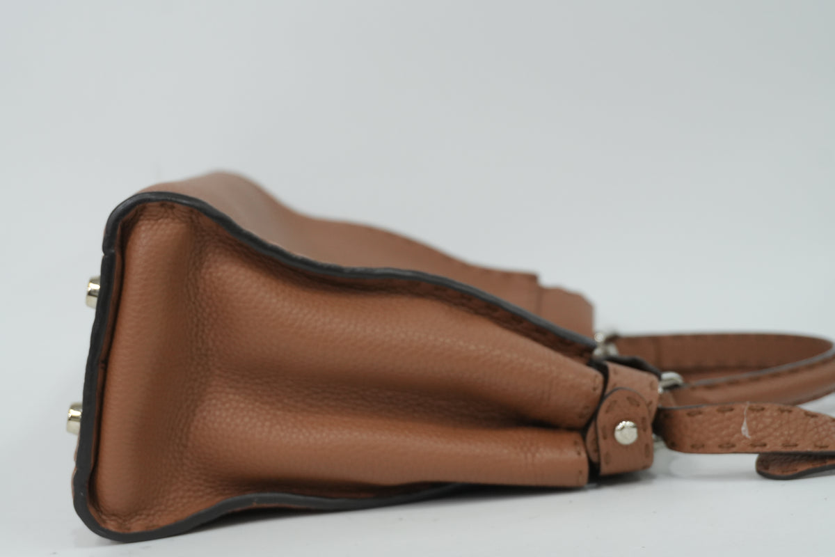 Pre-Owned Fendi Two Way Peek A Boo Shoulder Bag Brown