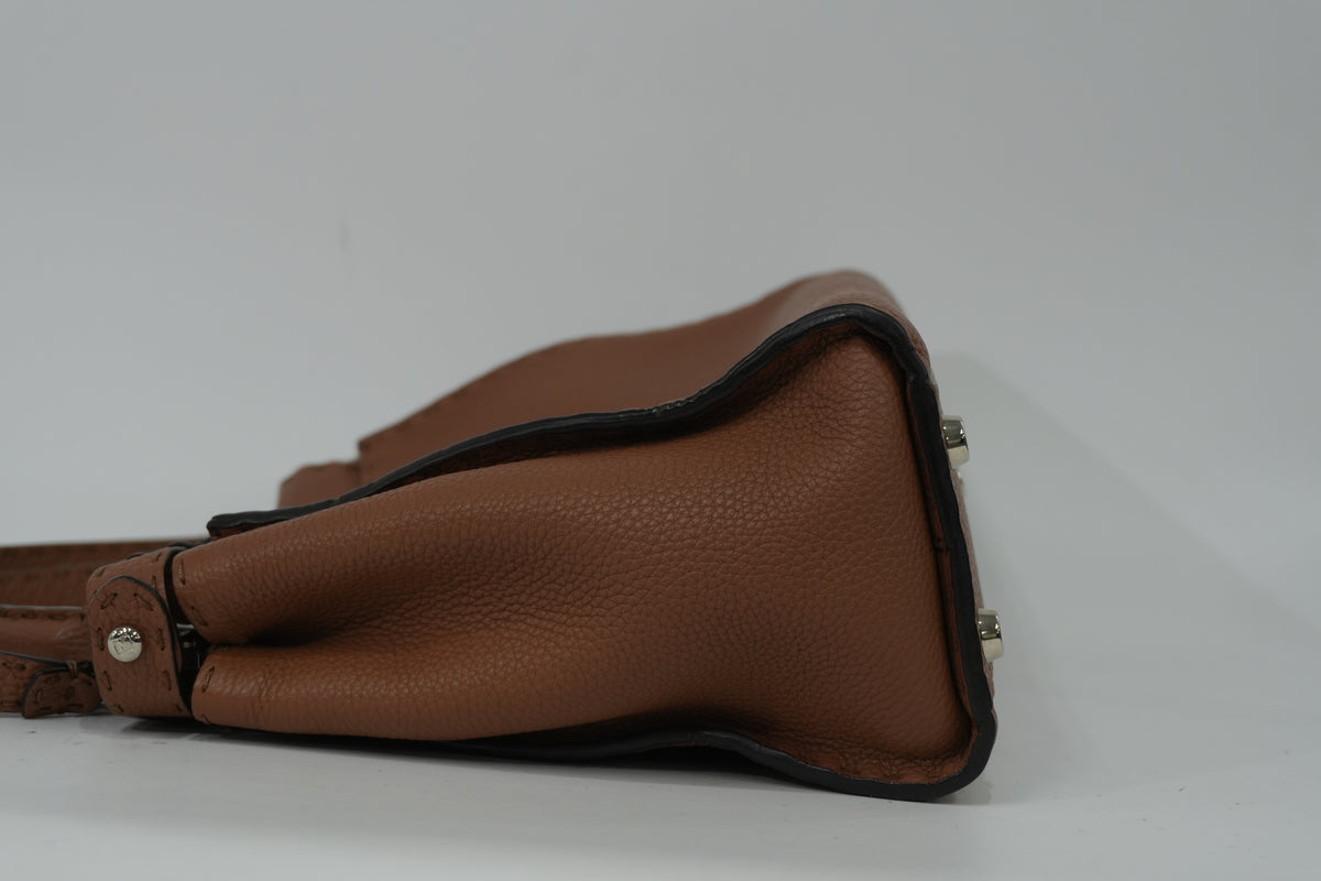 Pre-Owned Fendi Two Way Peek A Boo Shoulder Bag Brown