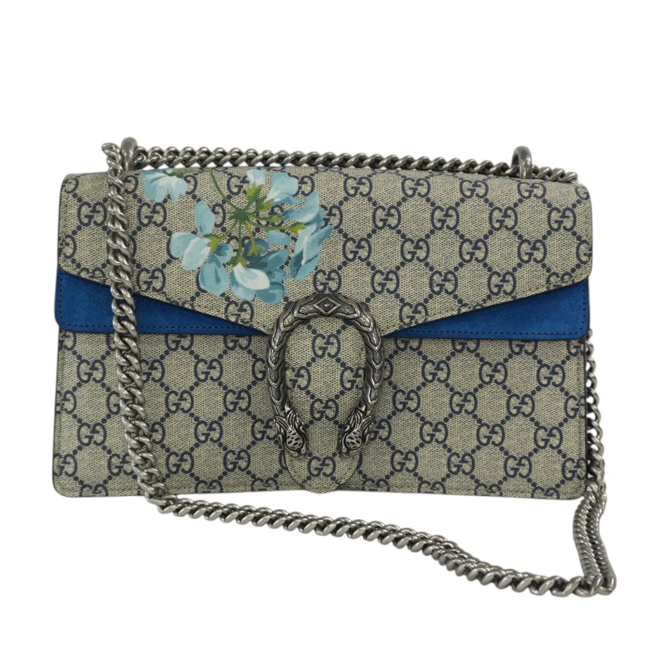 Pre-owned Gucci Dionysus Blooms Chain Shoulder Bag Blue