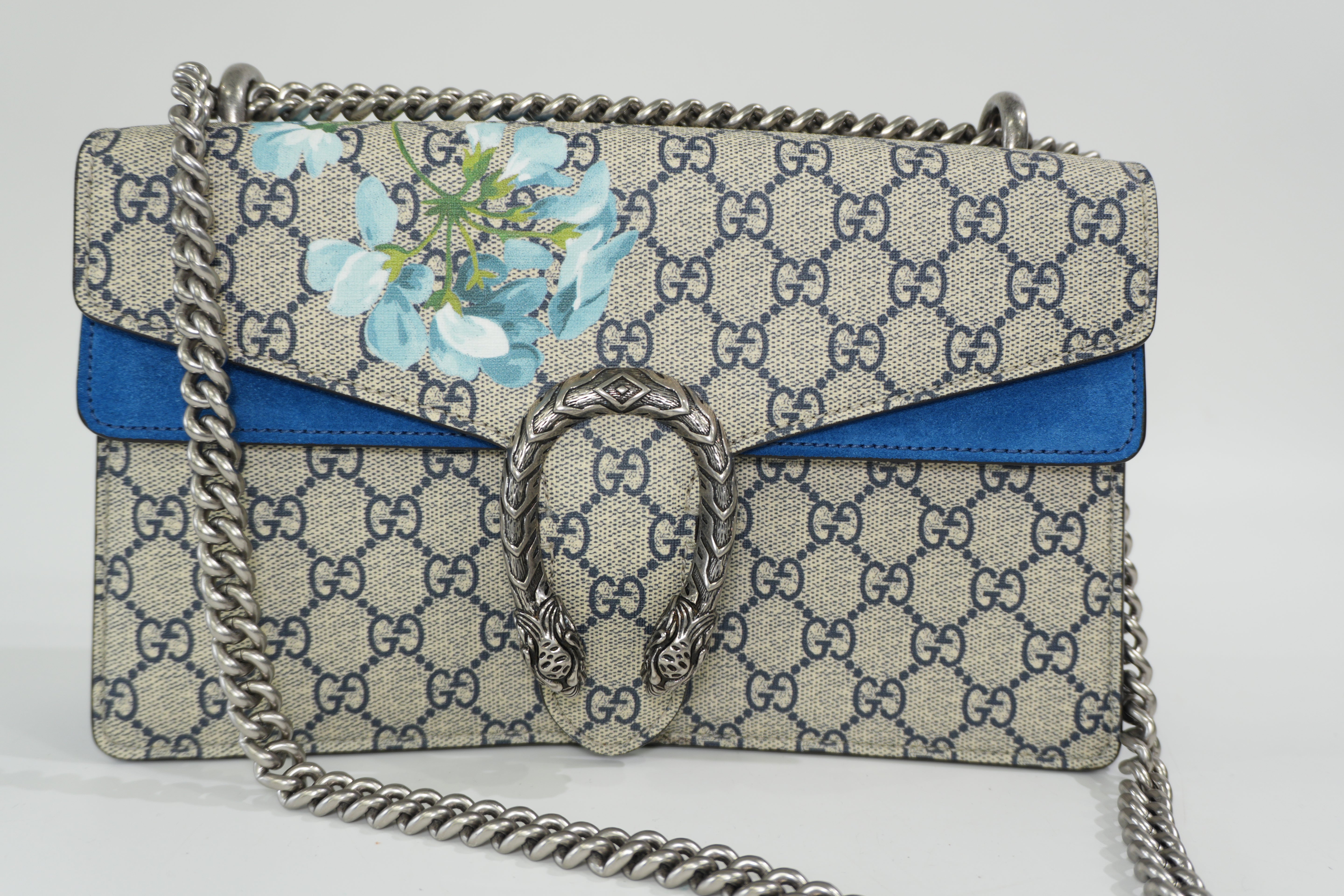 Pre-owned Gucci Dionysus Blooms Chain Shoulder Bag Blue