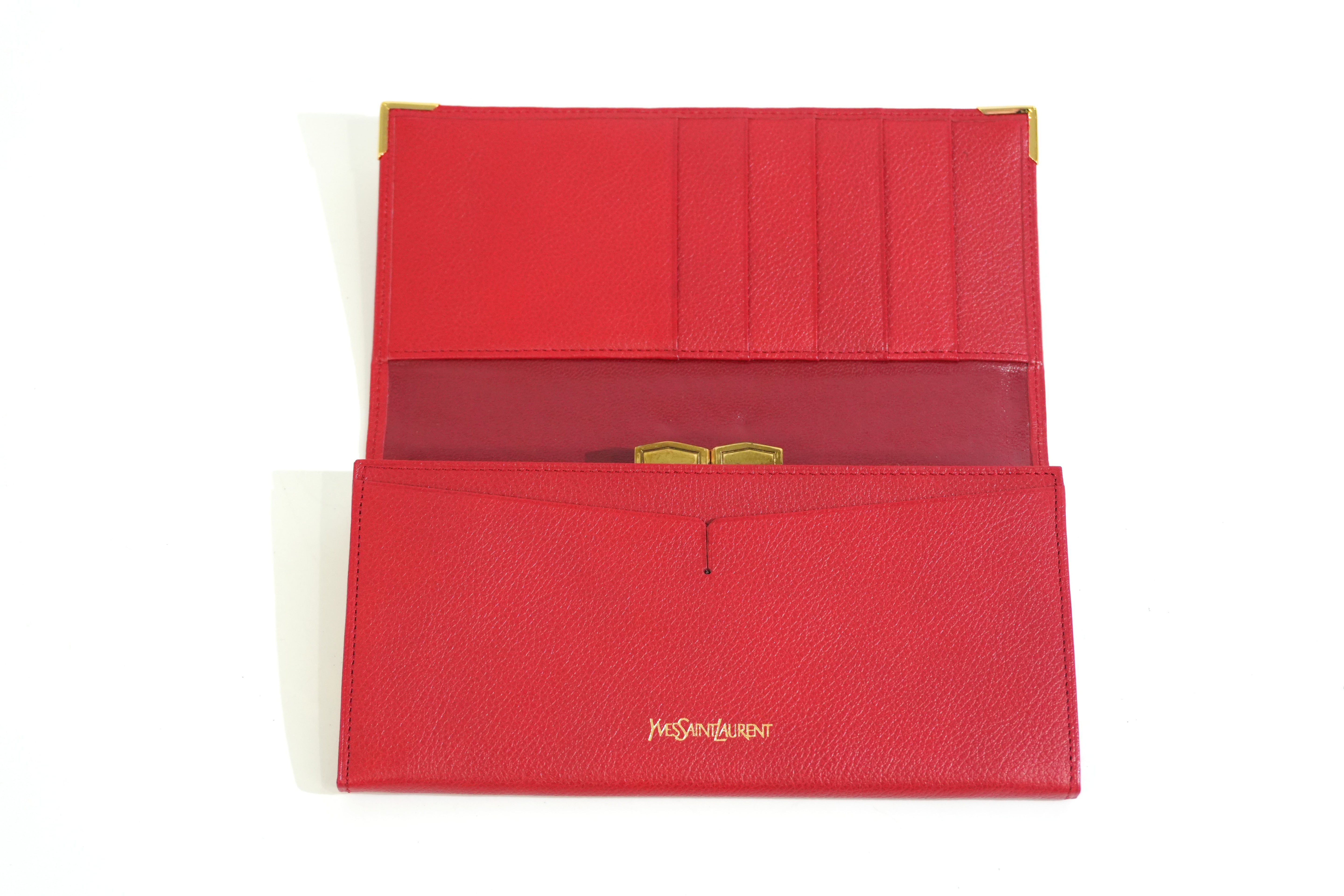 Pre-owned Saint Laurent Long Wallet Red