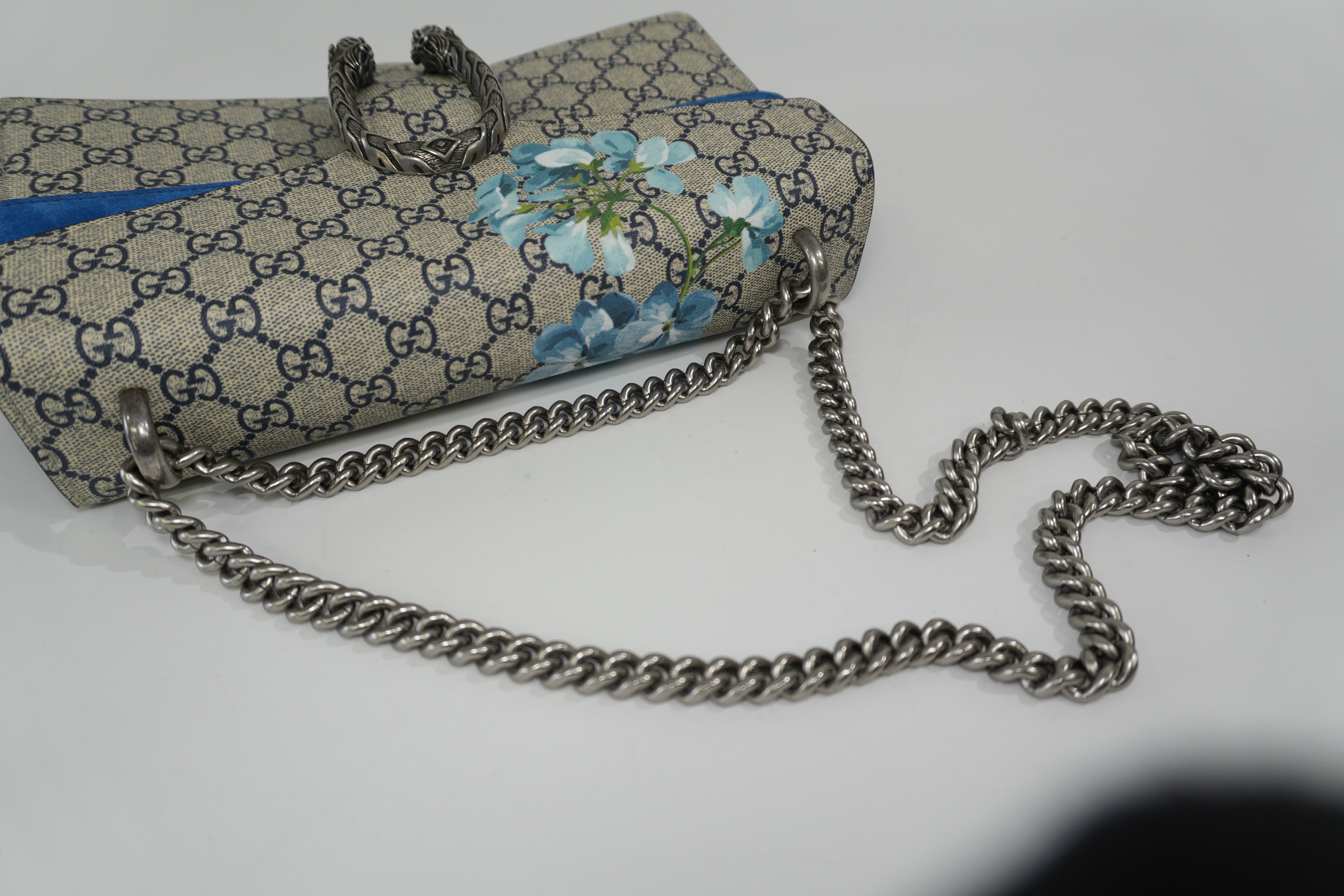 Pre-owned Gucci Dionysus Blooms Chain Shoulder Bag Blue