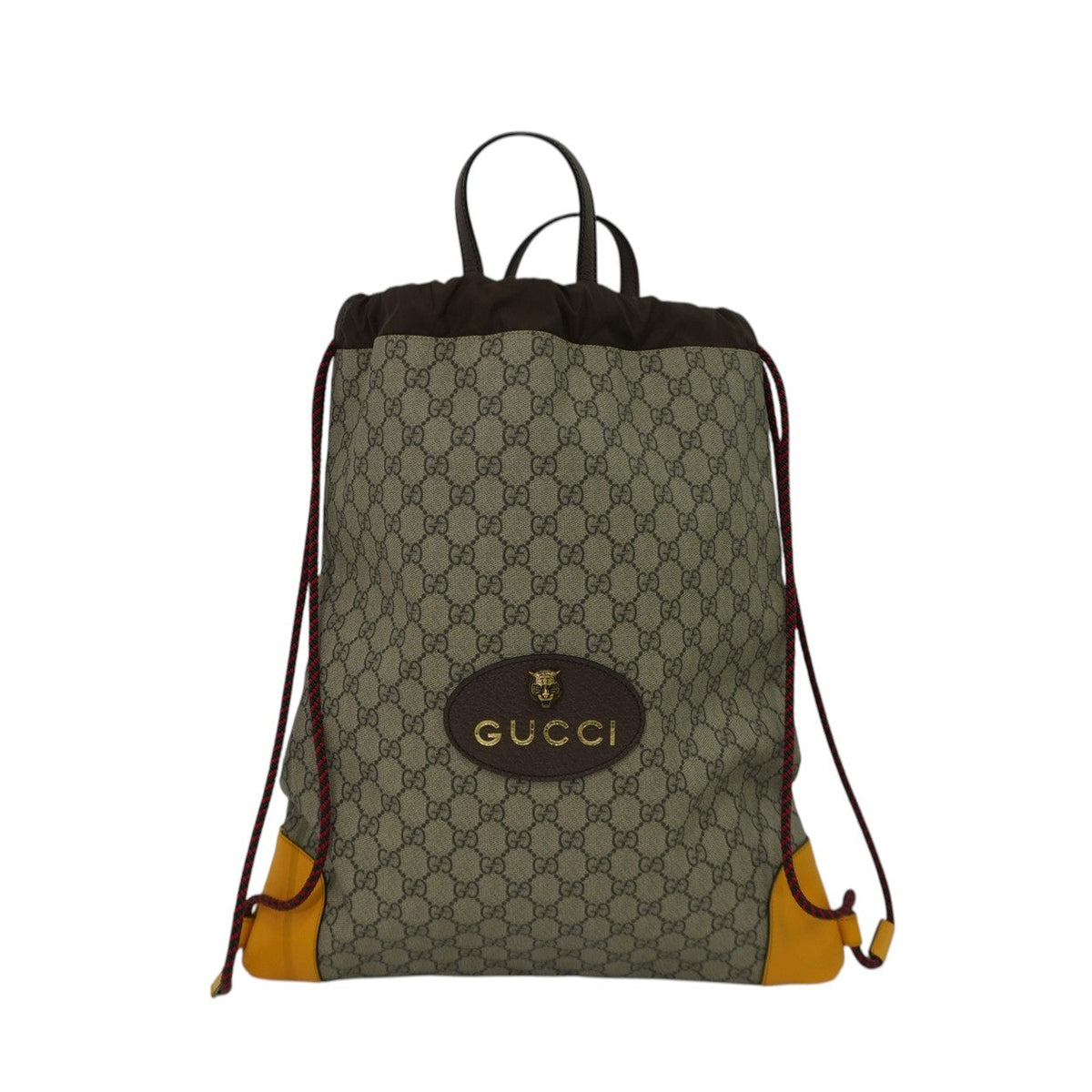 Pre-Owned Gucci GG Supreme Neo Vintage Drawstring Backpack Brown