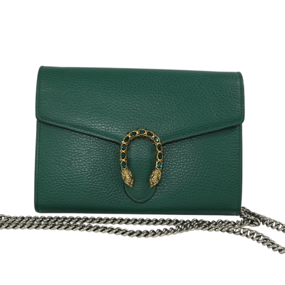 Pre-owned Gucci Dionysus Chain Shoulder Bag Green