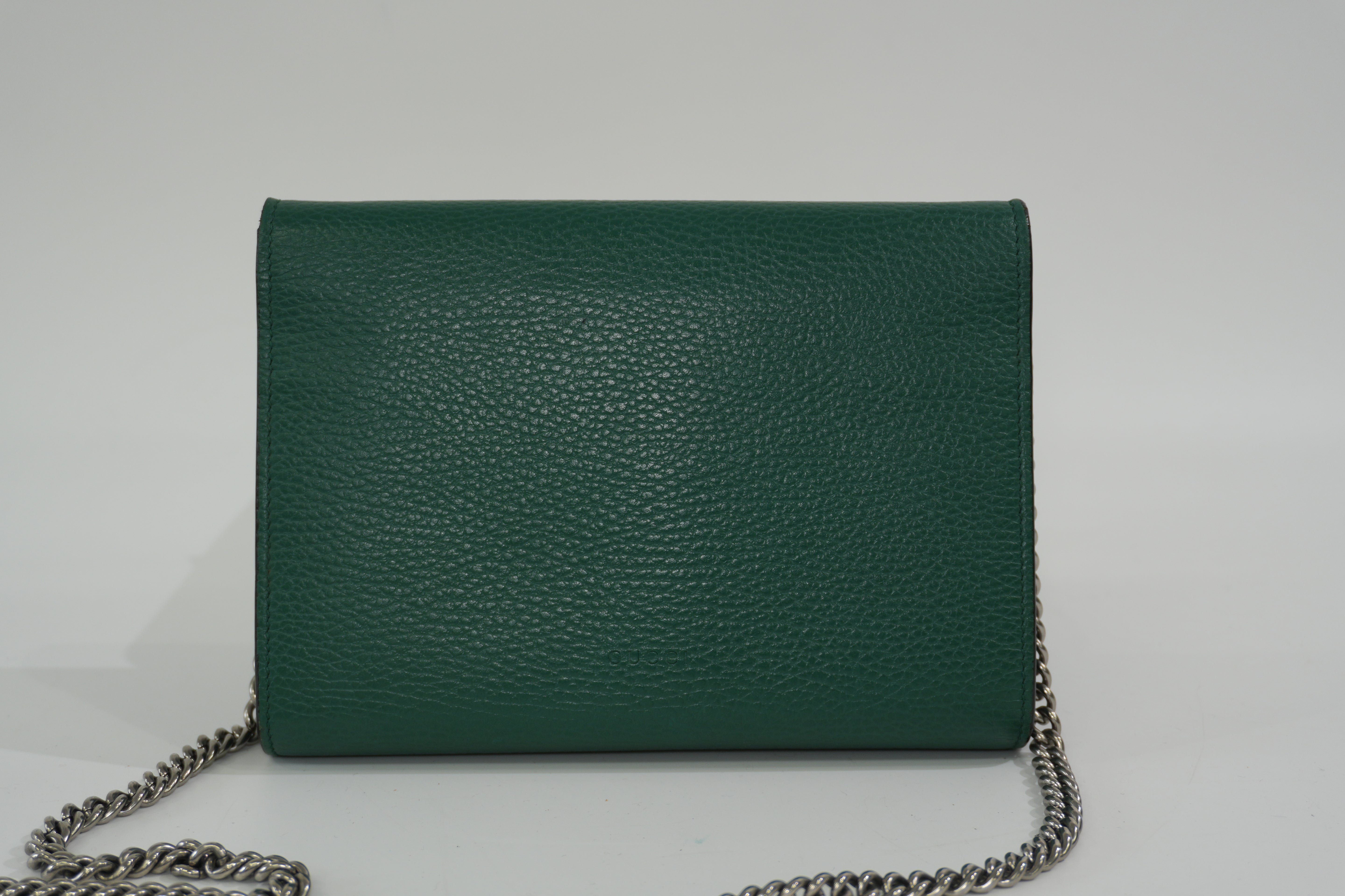 Pre-owned Gucci Dionysus Chain Shoulder Bag Green