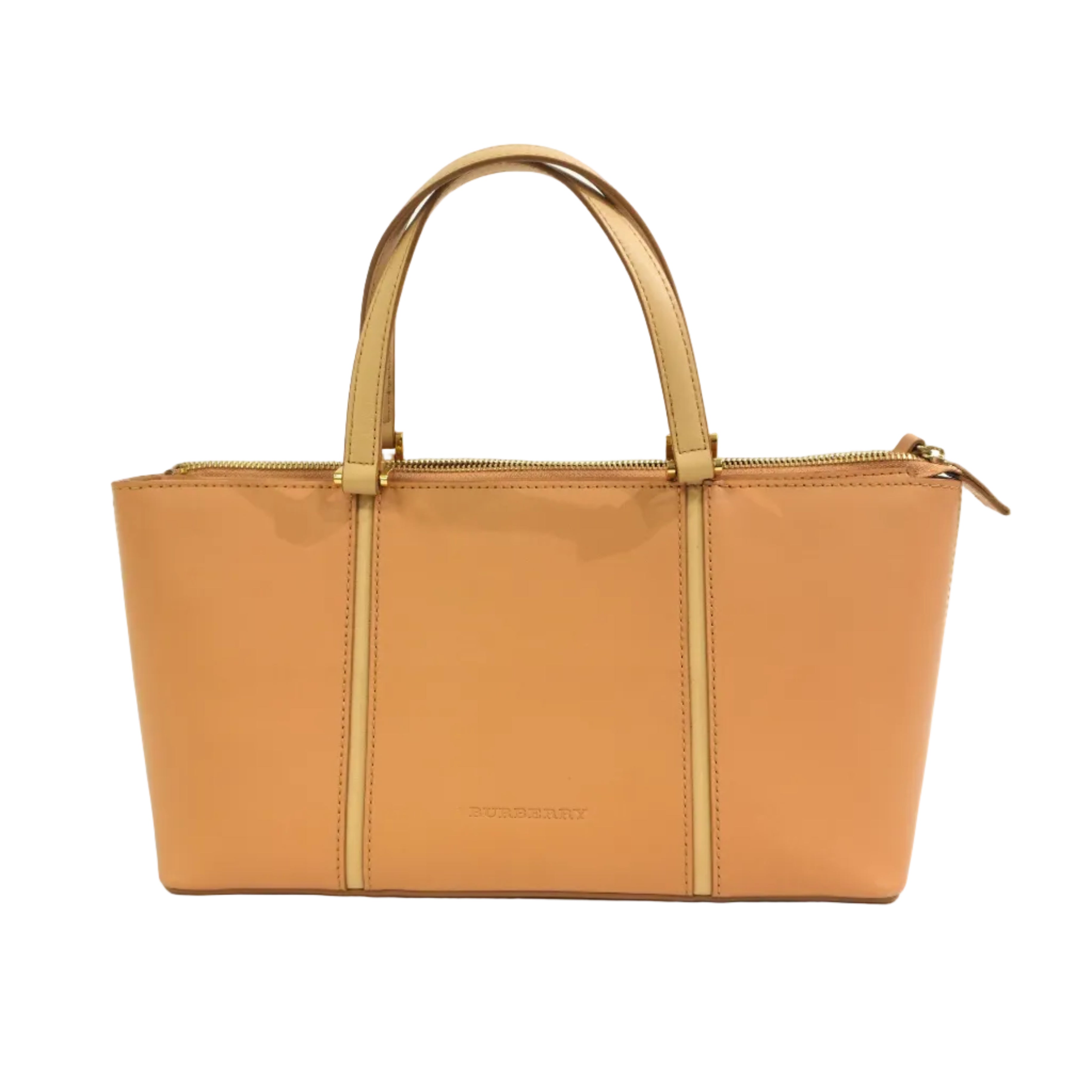Pre-owned Burberry Handbag Beige Gold