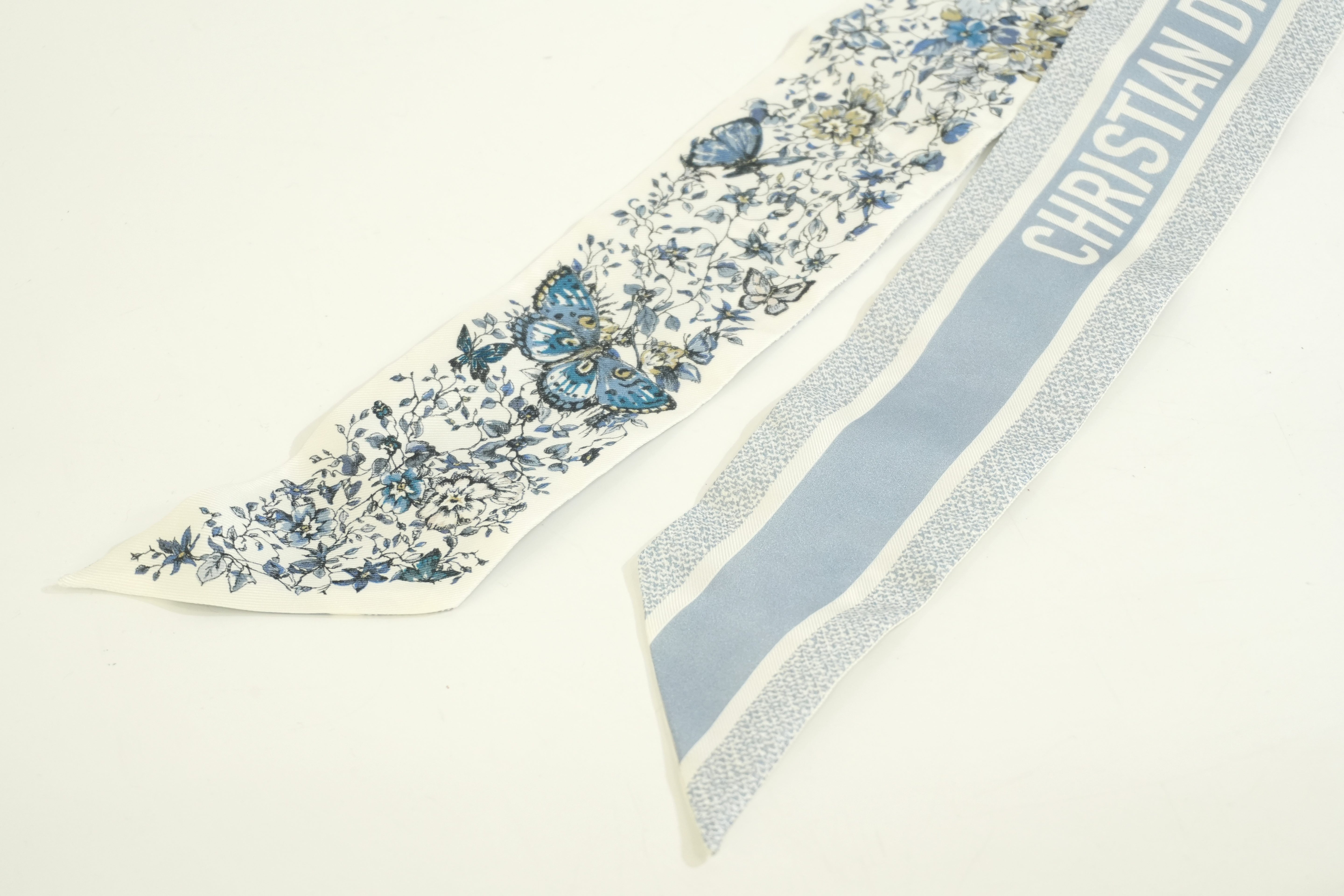 Pre-owned Dior Silk Twilly Sky Blue