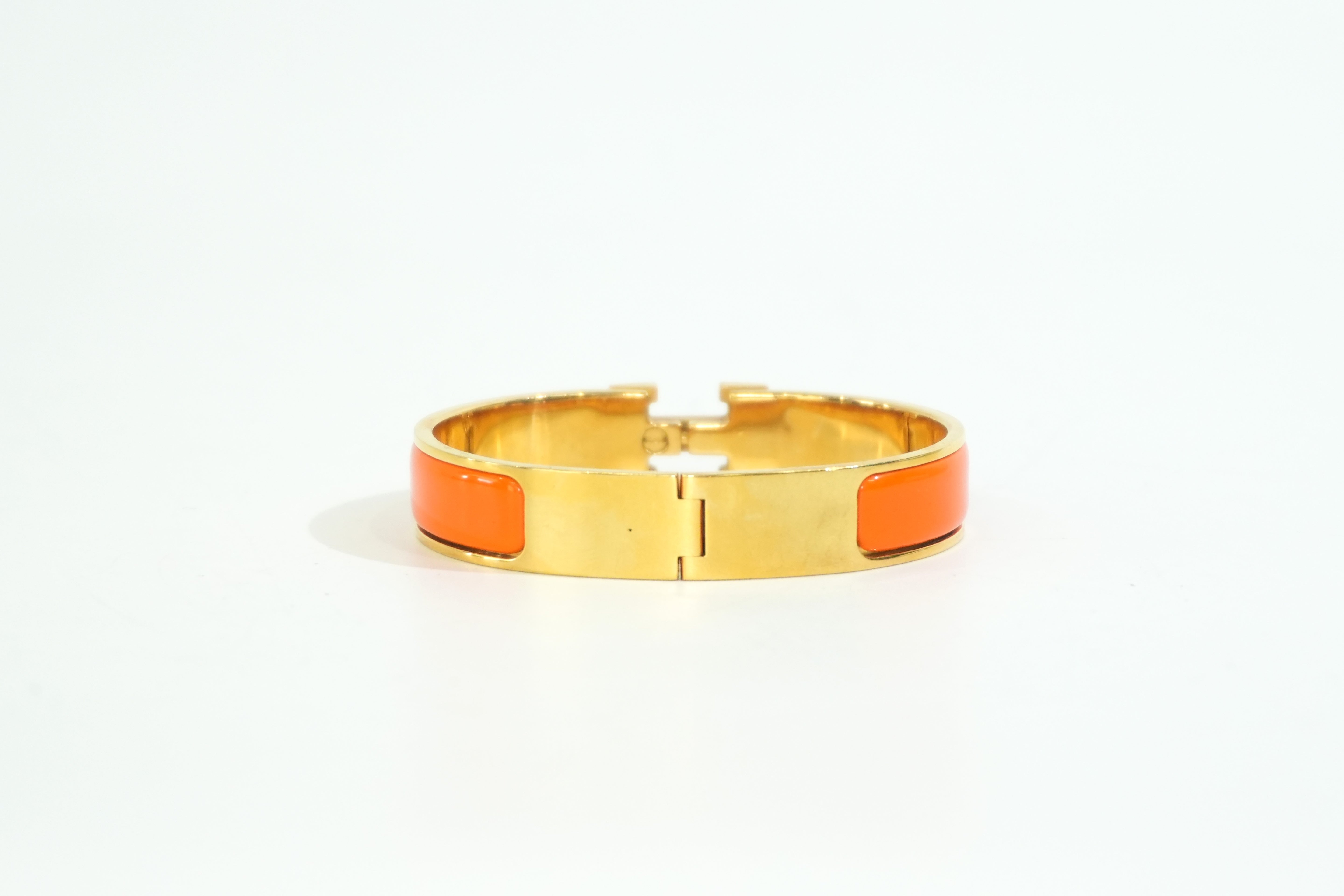 Pre-owned Hermes Clic H Bracelet Orange