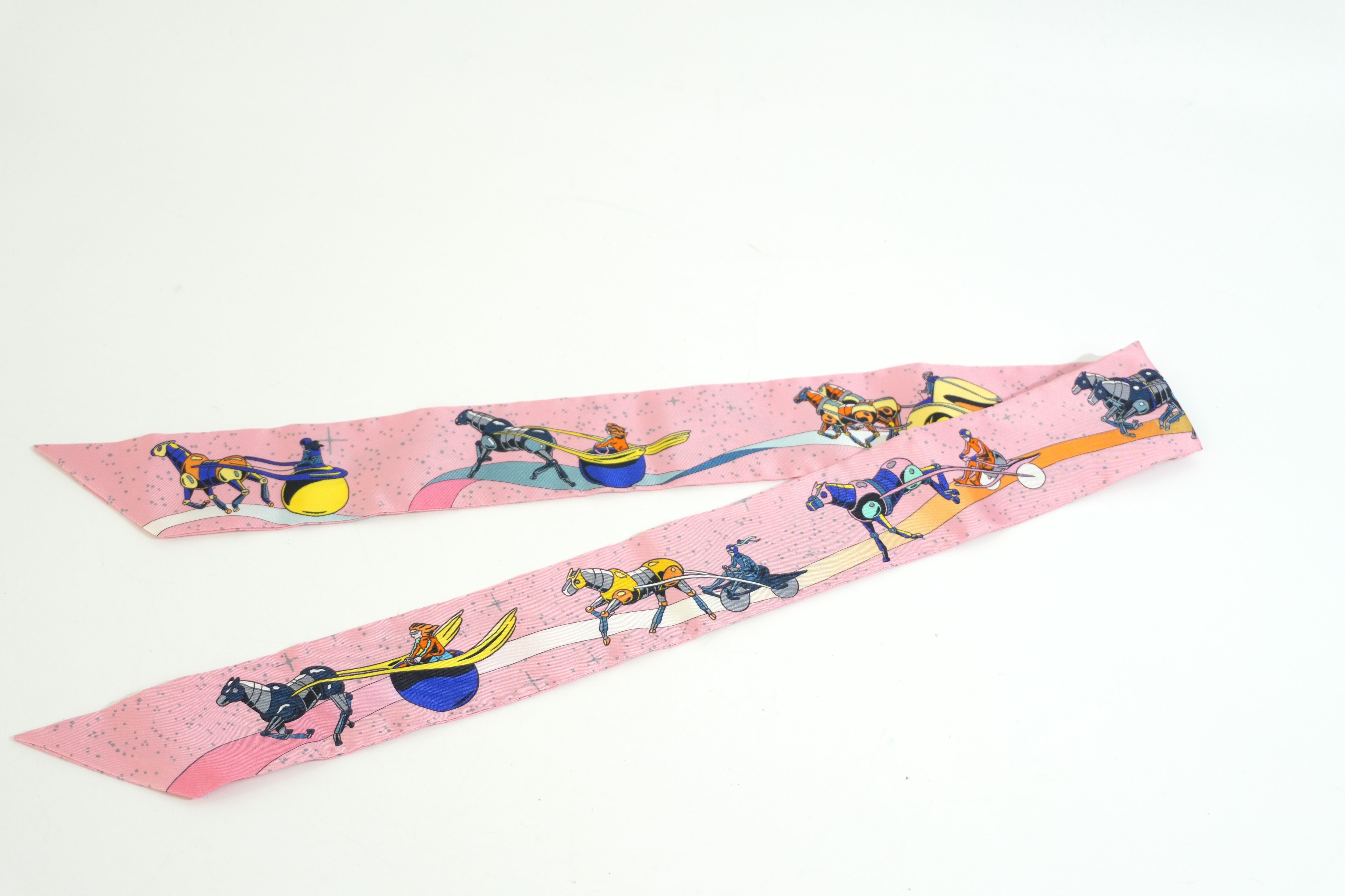 Pre-owned Hermes Silk Twilly Pink
