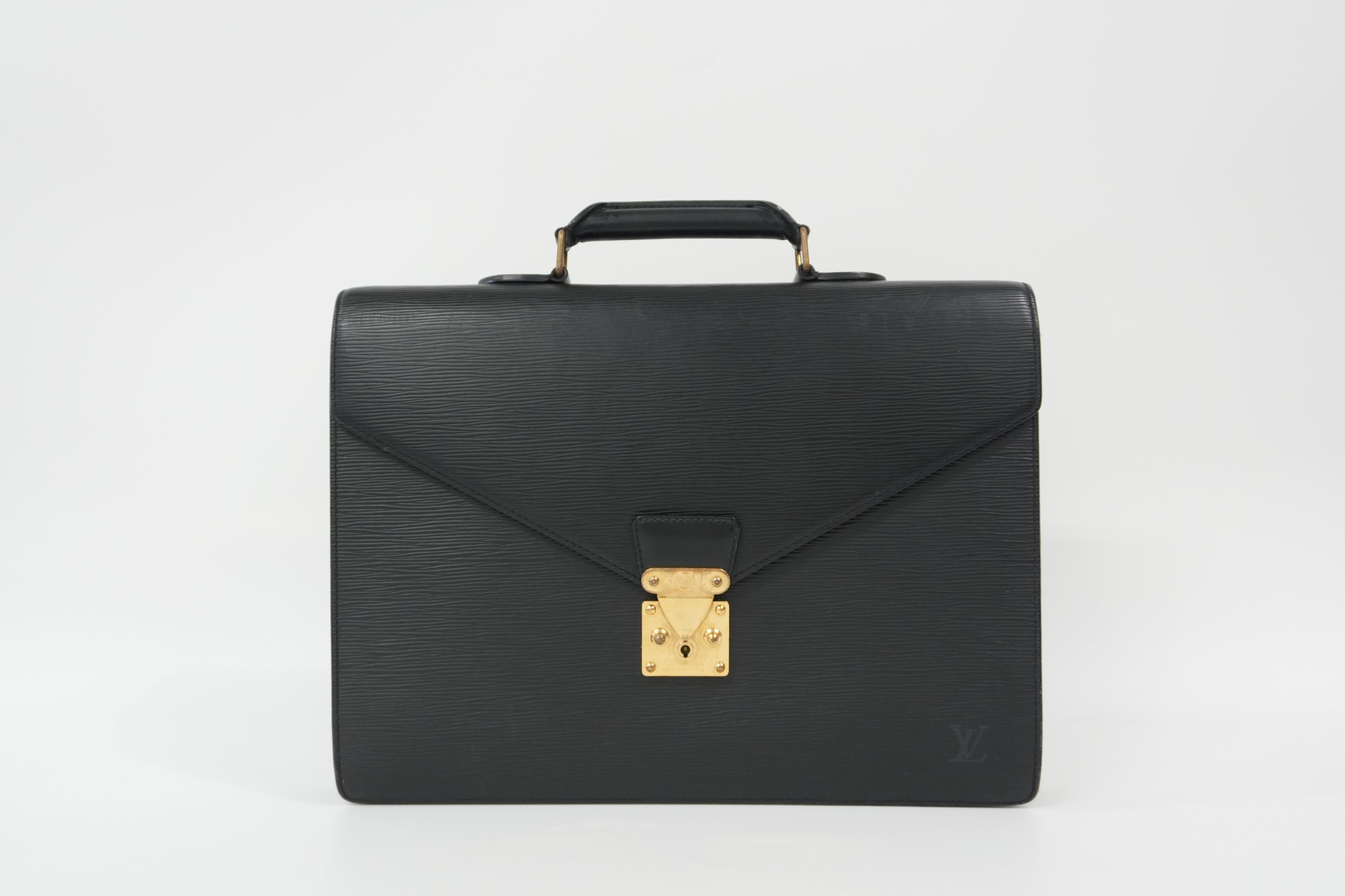 Pre-owned Louis Vuitton Epi Serviette Ambasador Briefcase Black