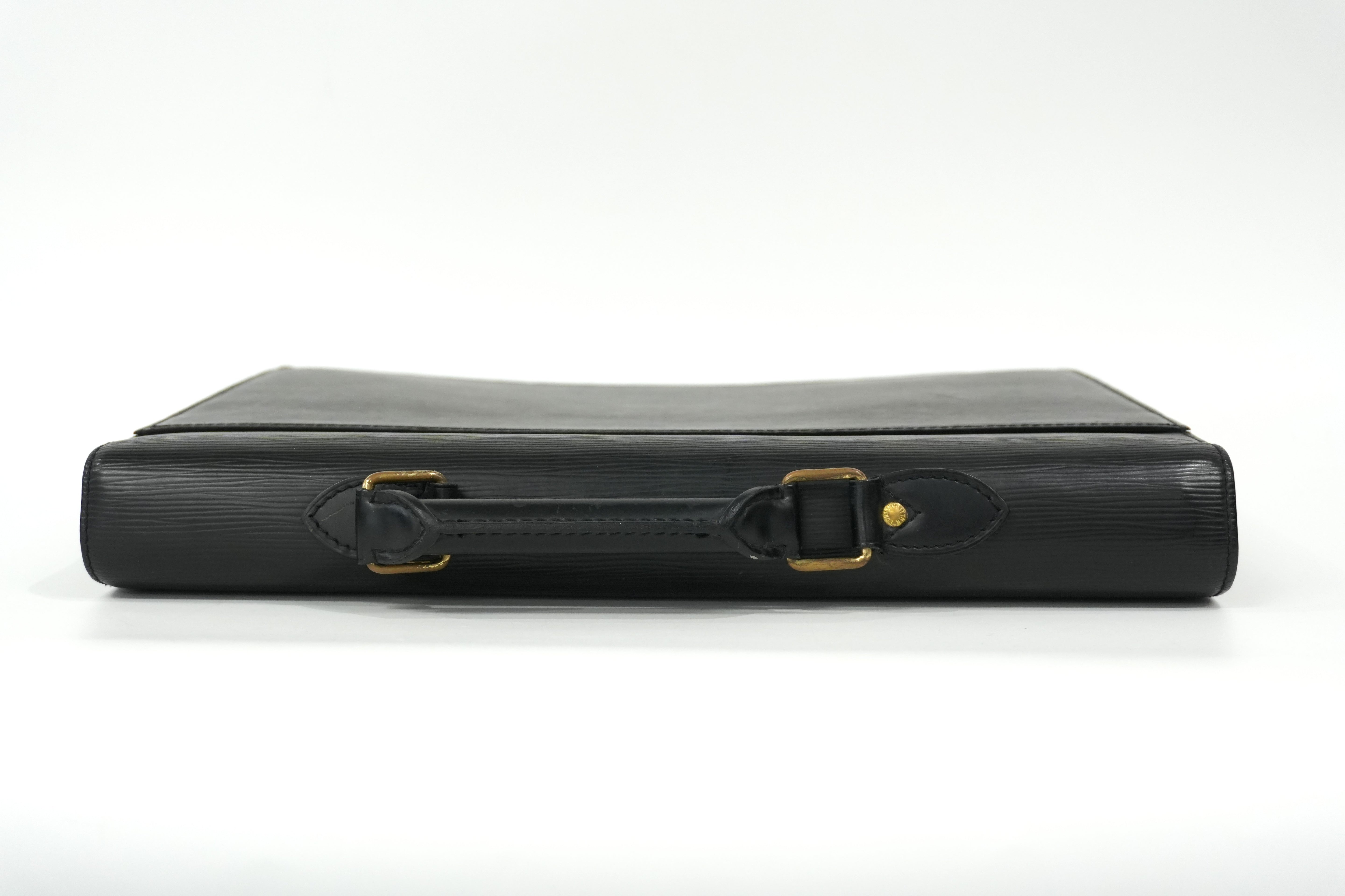 Pre-owned Louis Vuitton Epi Serviette Ambasador Briefcase Black