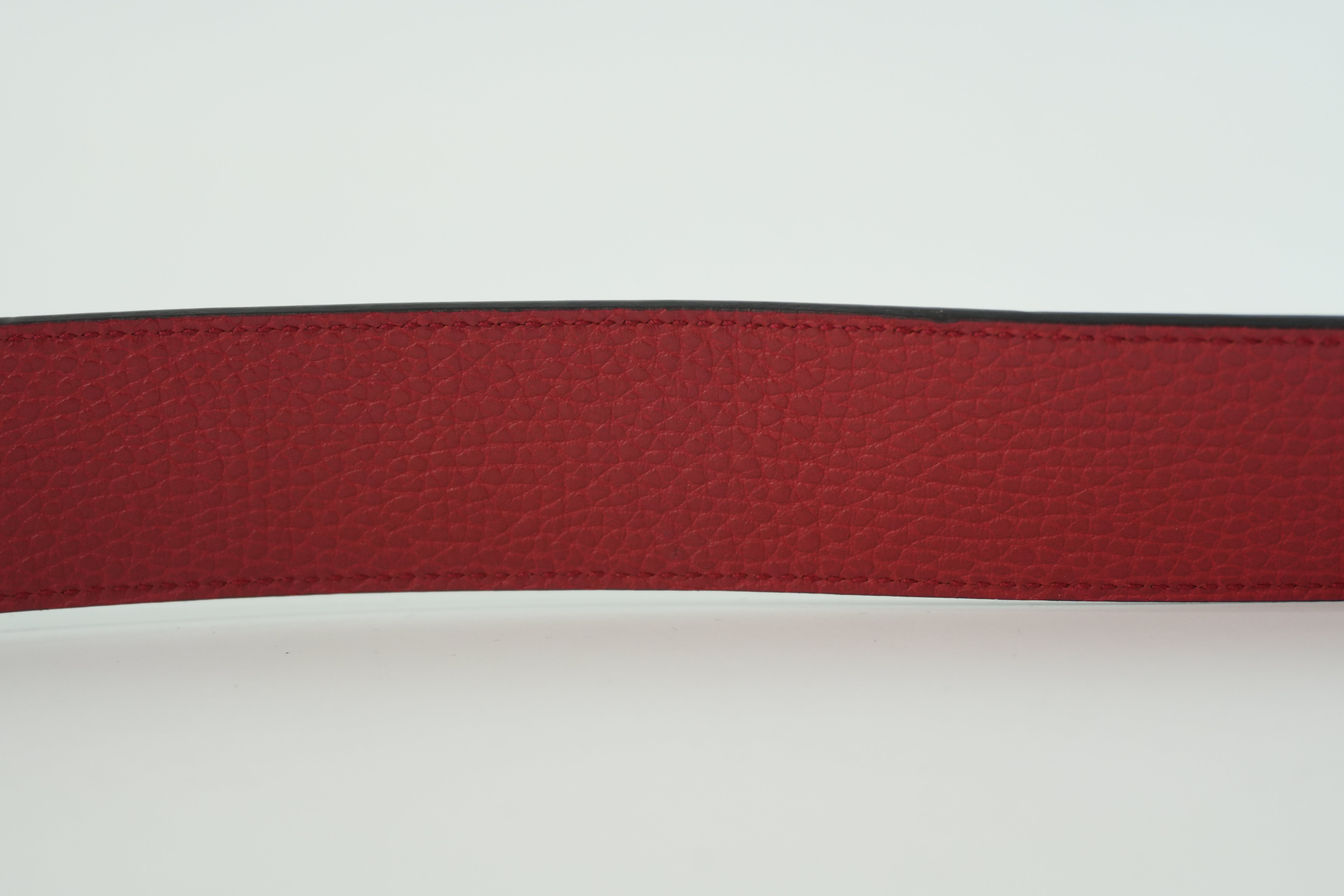 Pre-owned Gucci Interlocking Belt Leather Black and Red