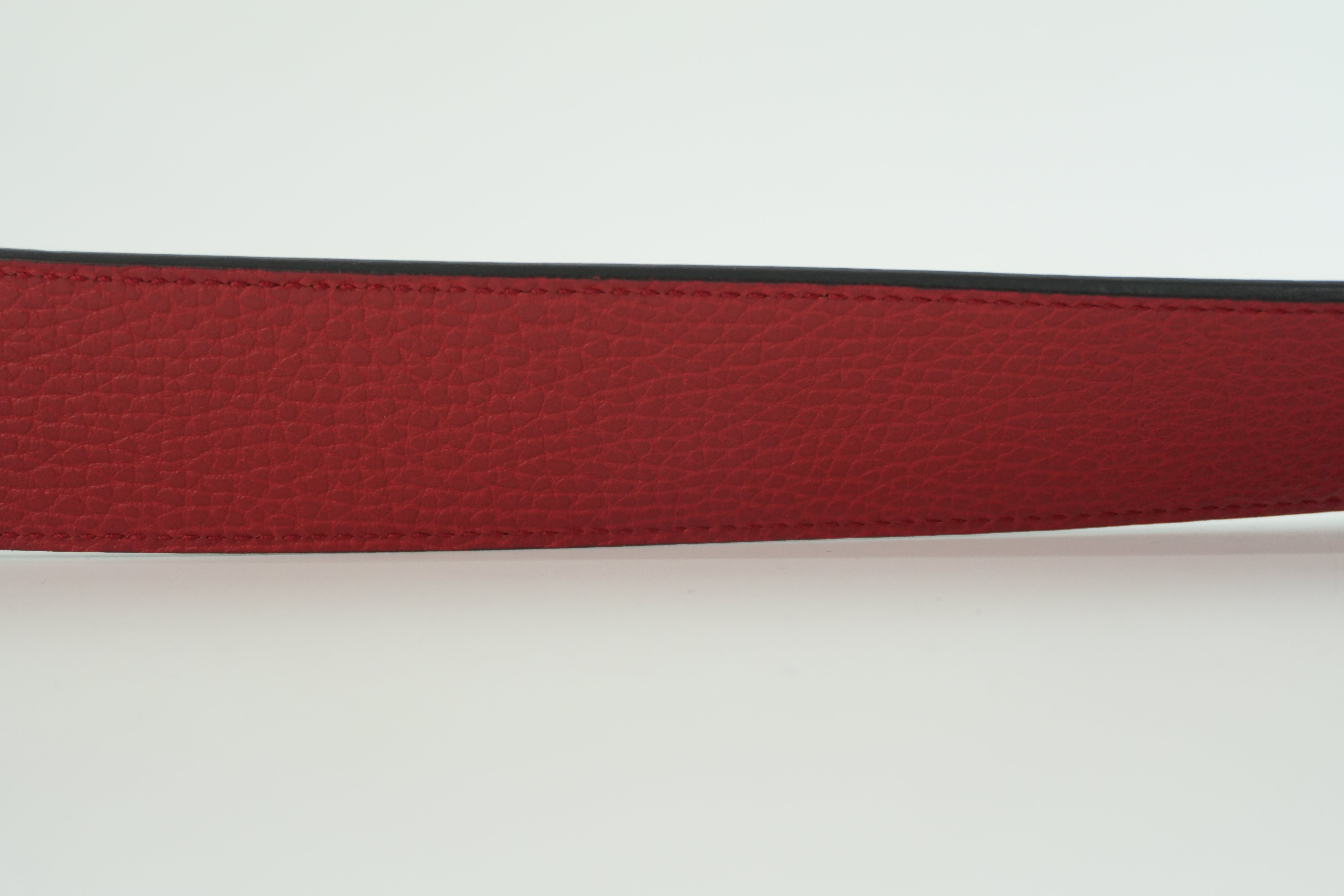 Pre-owned Gucci Interlocking Belt Leather Black and Red