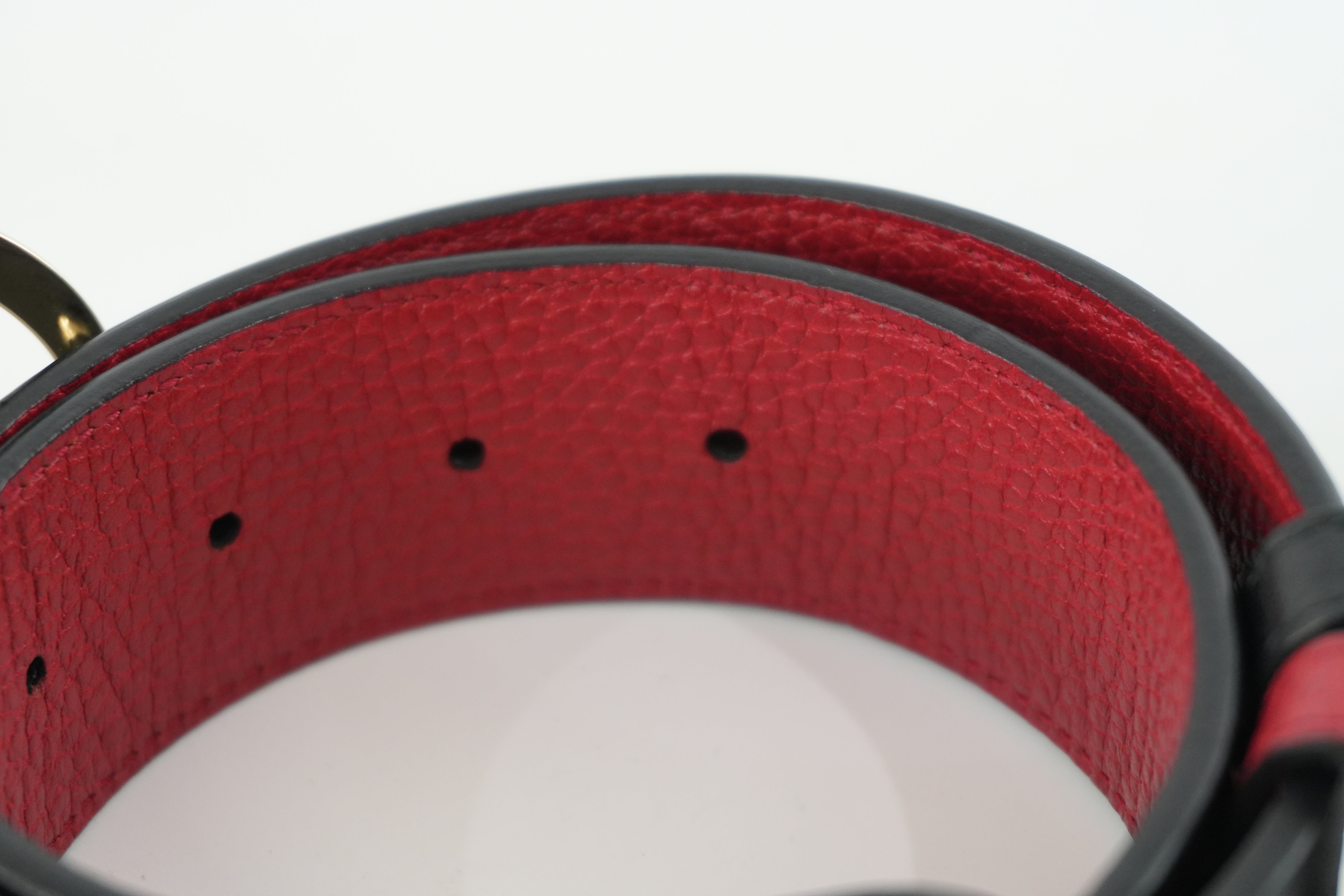 Pre-owned Gucci Interlocking Belt Leather Black and Red