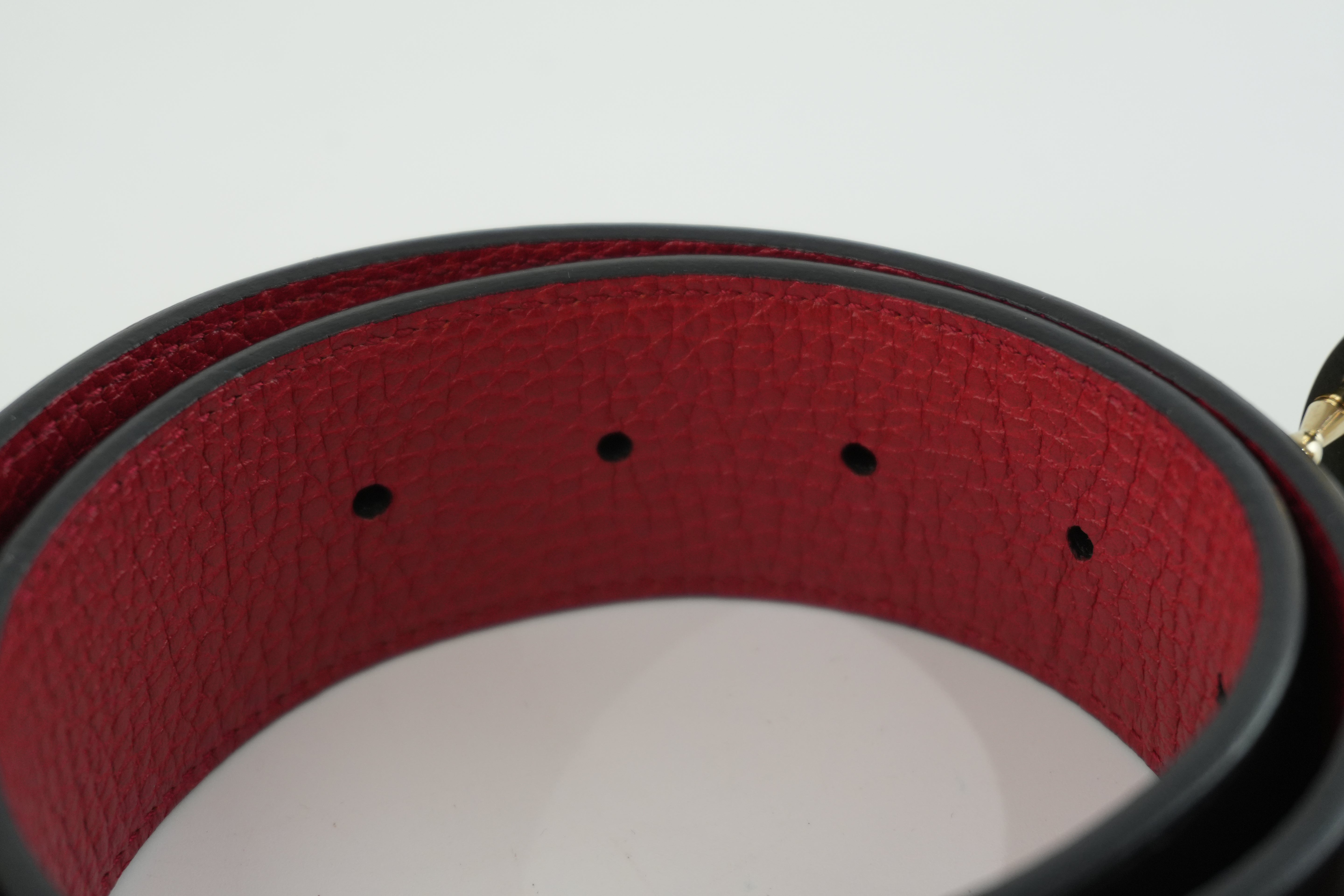 Pre-owned Gucci Interlocking Belt Leather Black and Red